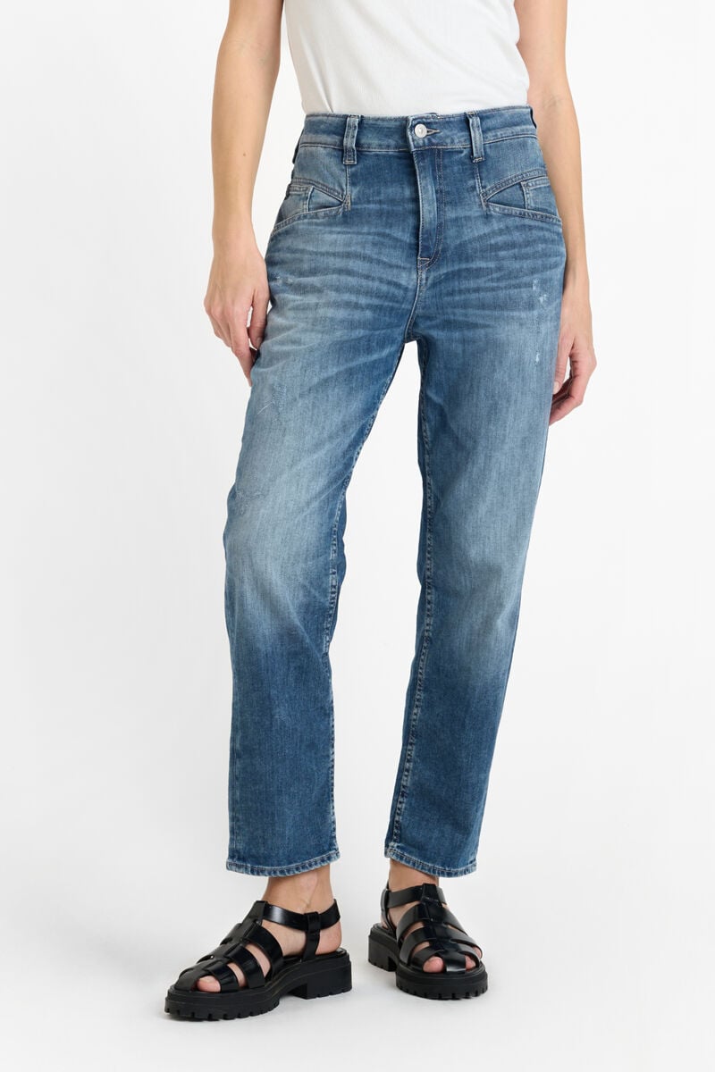 High-waisted loose-fit zip jeans LE TEMPS DES CERISES Blue