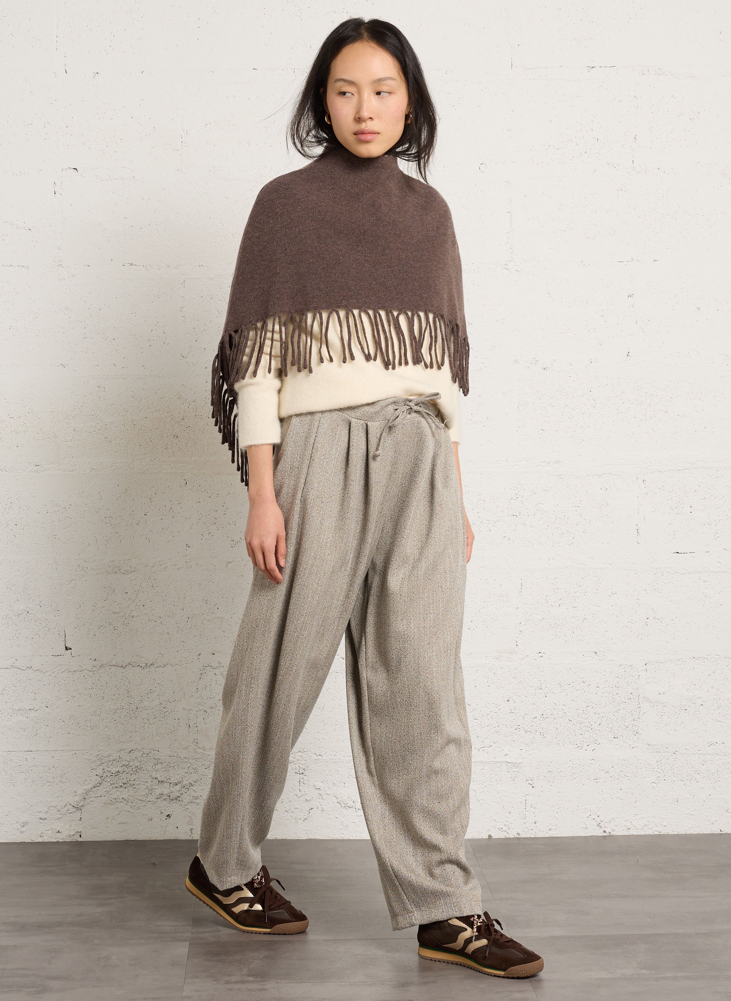 Wool poncho BERENICE Brown