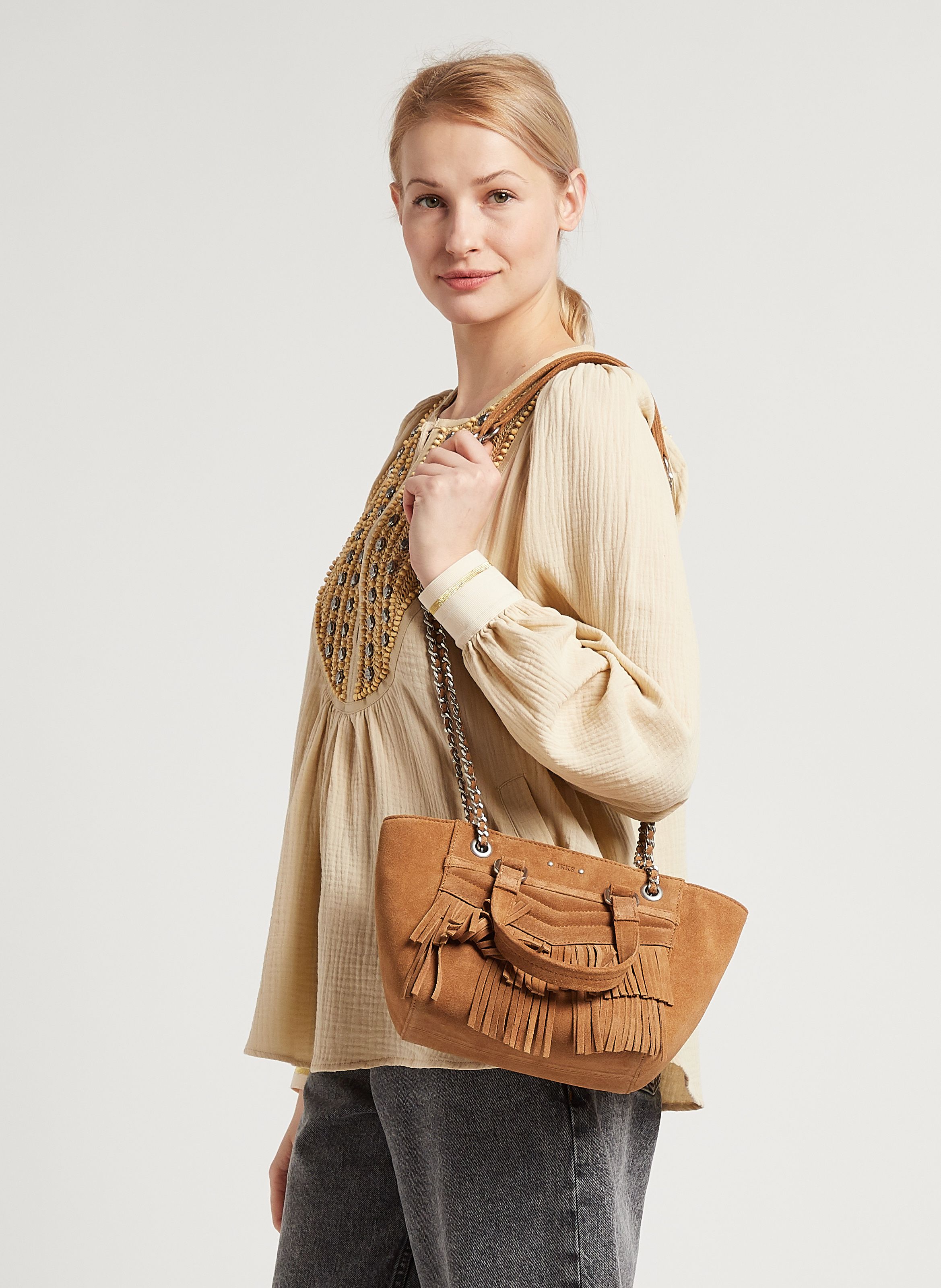 Borsa clearance beige scamosciata