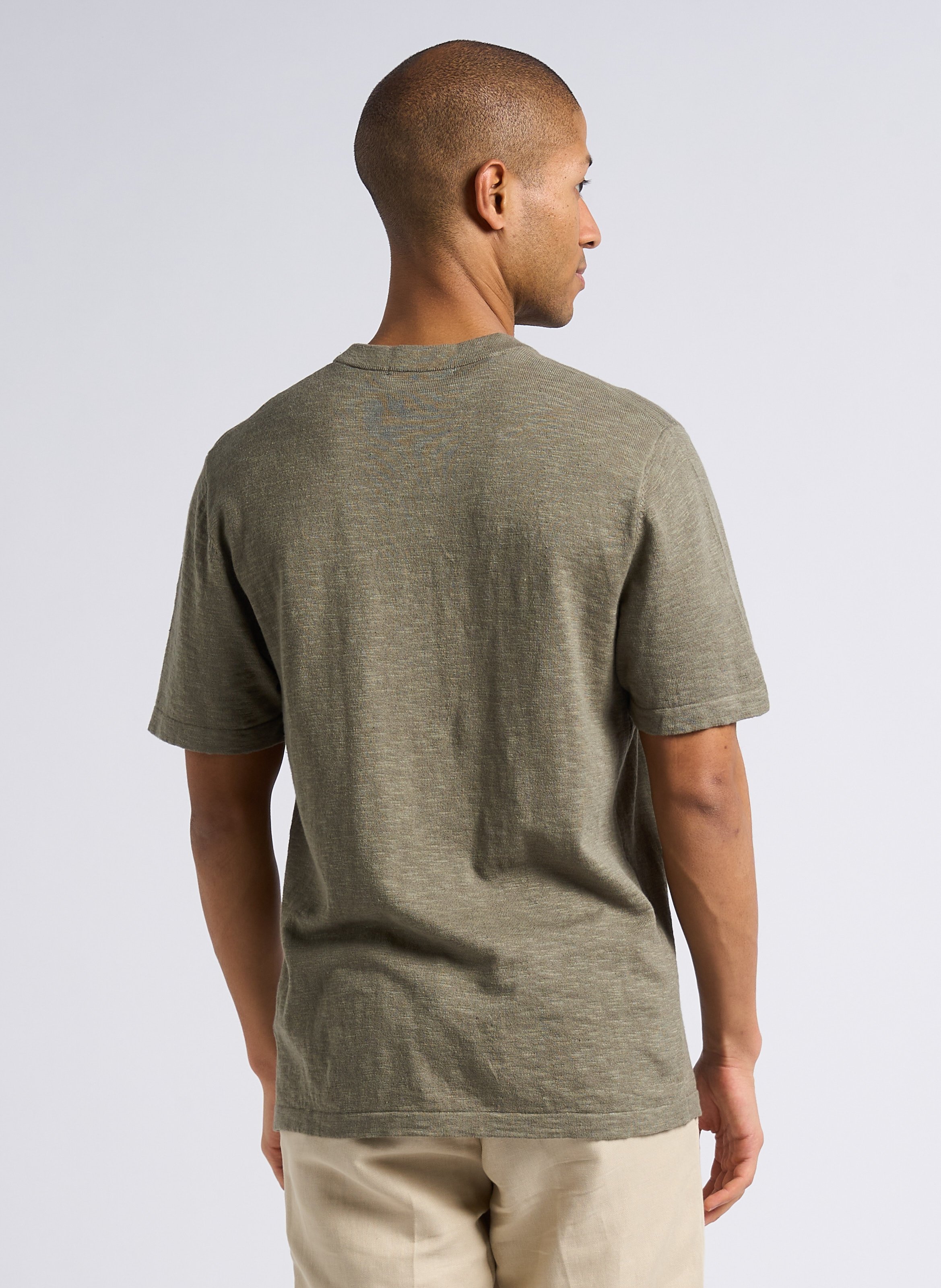 Tee-shirt droit col rond en coton mélangé SELECTED Gris