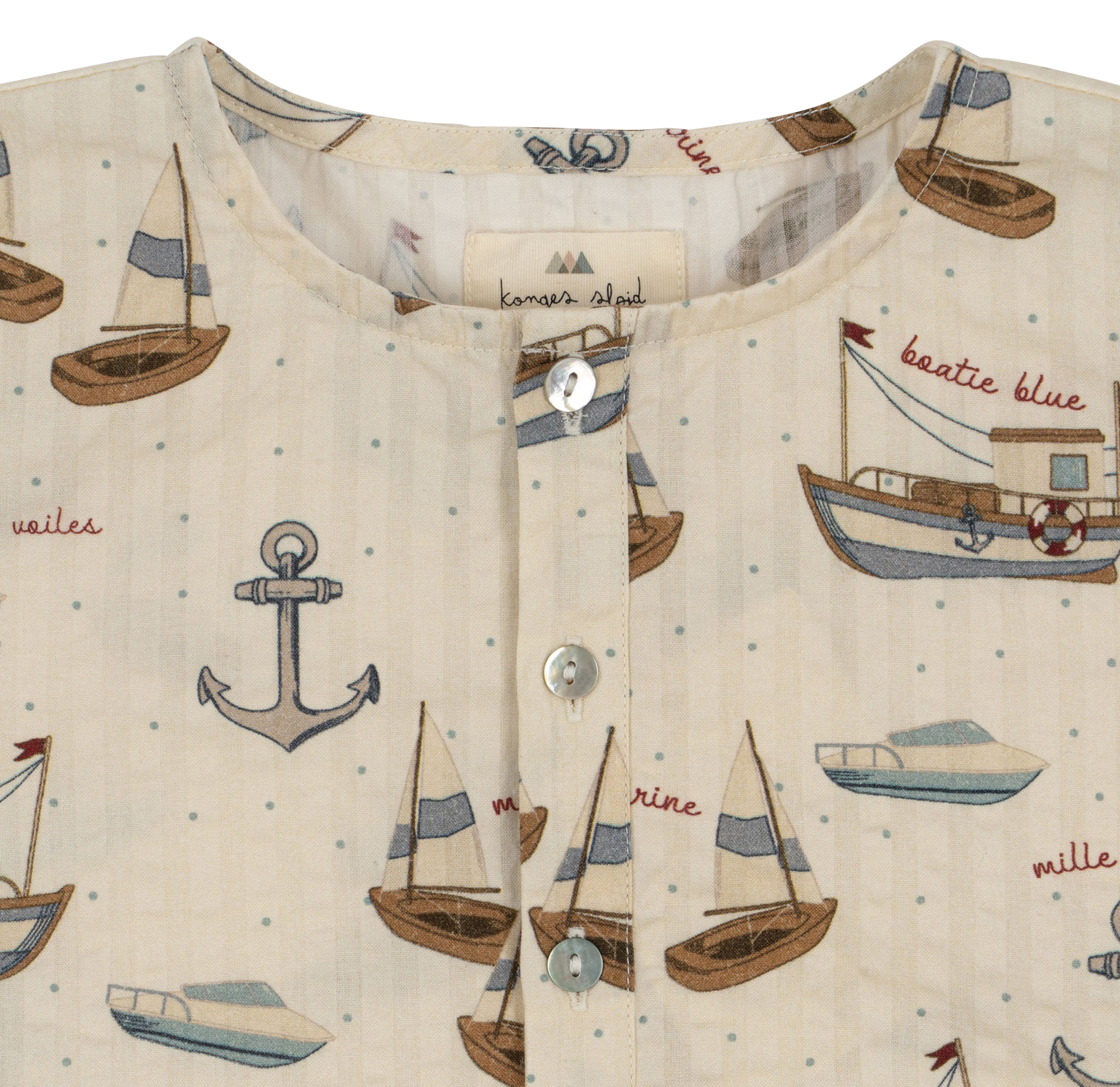 Chemise col rond imprimée en coton bio KONGES SLOJD Beige