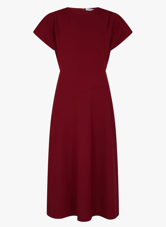 Robe midi col rond Rouge