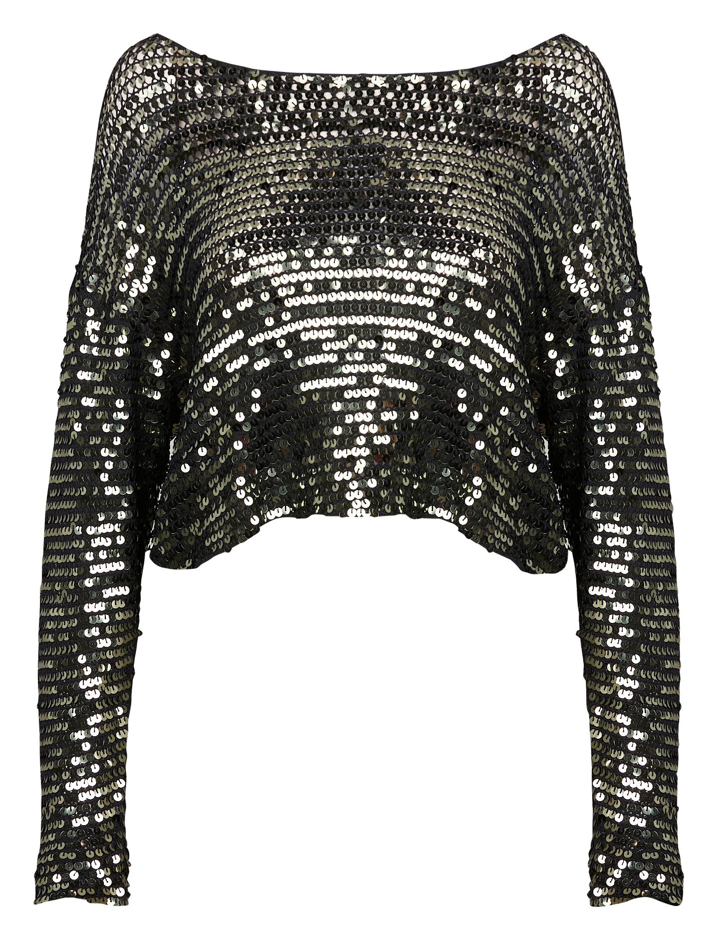 Sequin boat neck top MES DEMOISELLES Grey