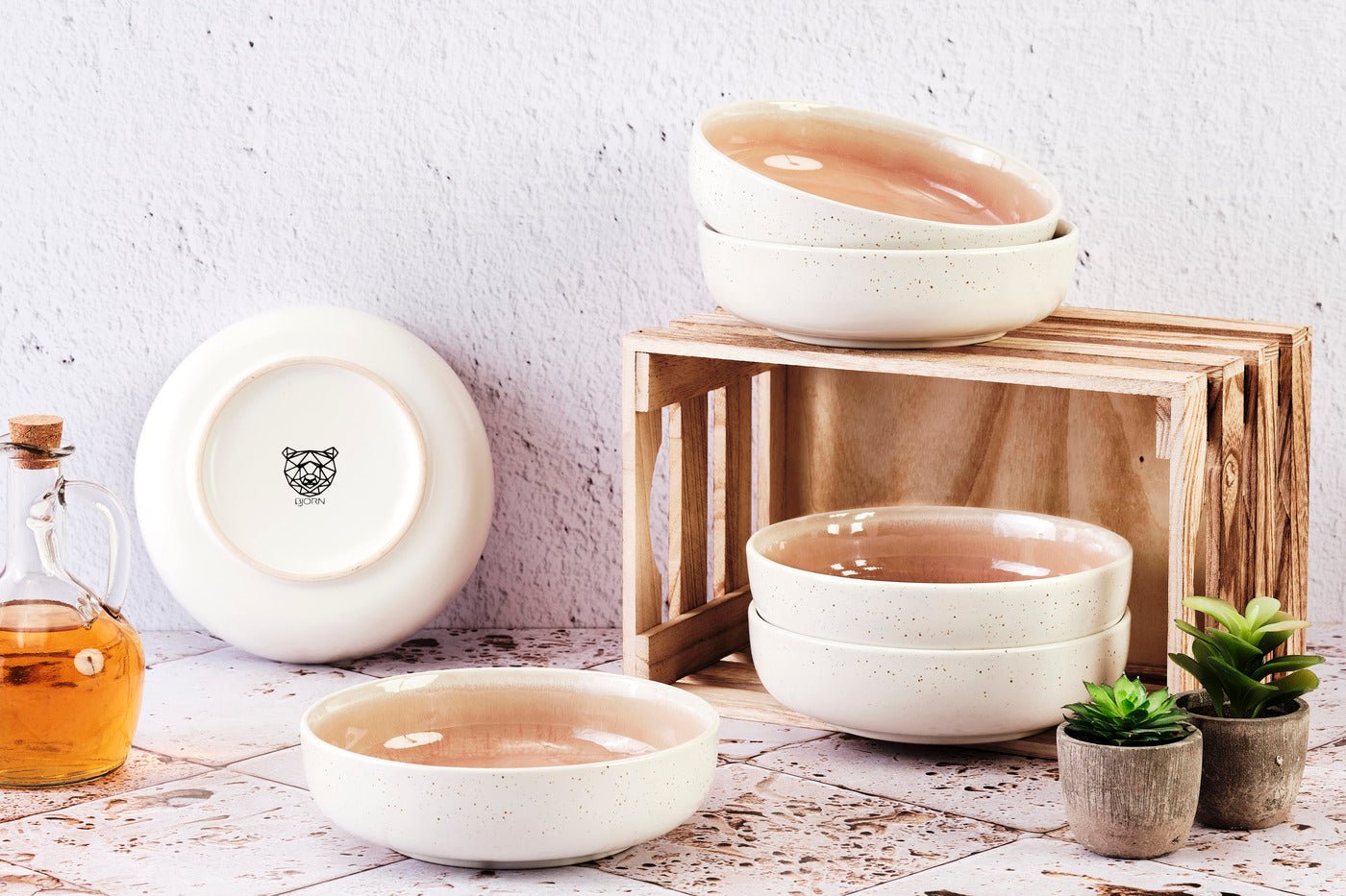 Bol oxygen ø17,5cm - 6 pièces - vert de gris BJORN Rose