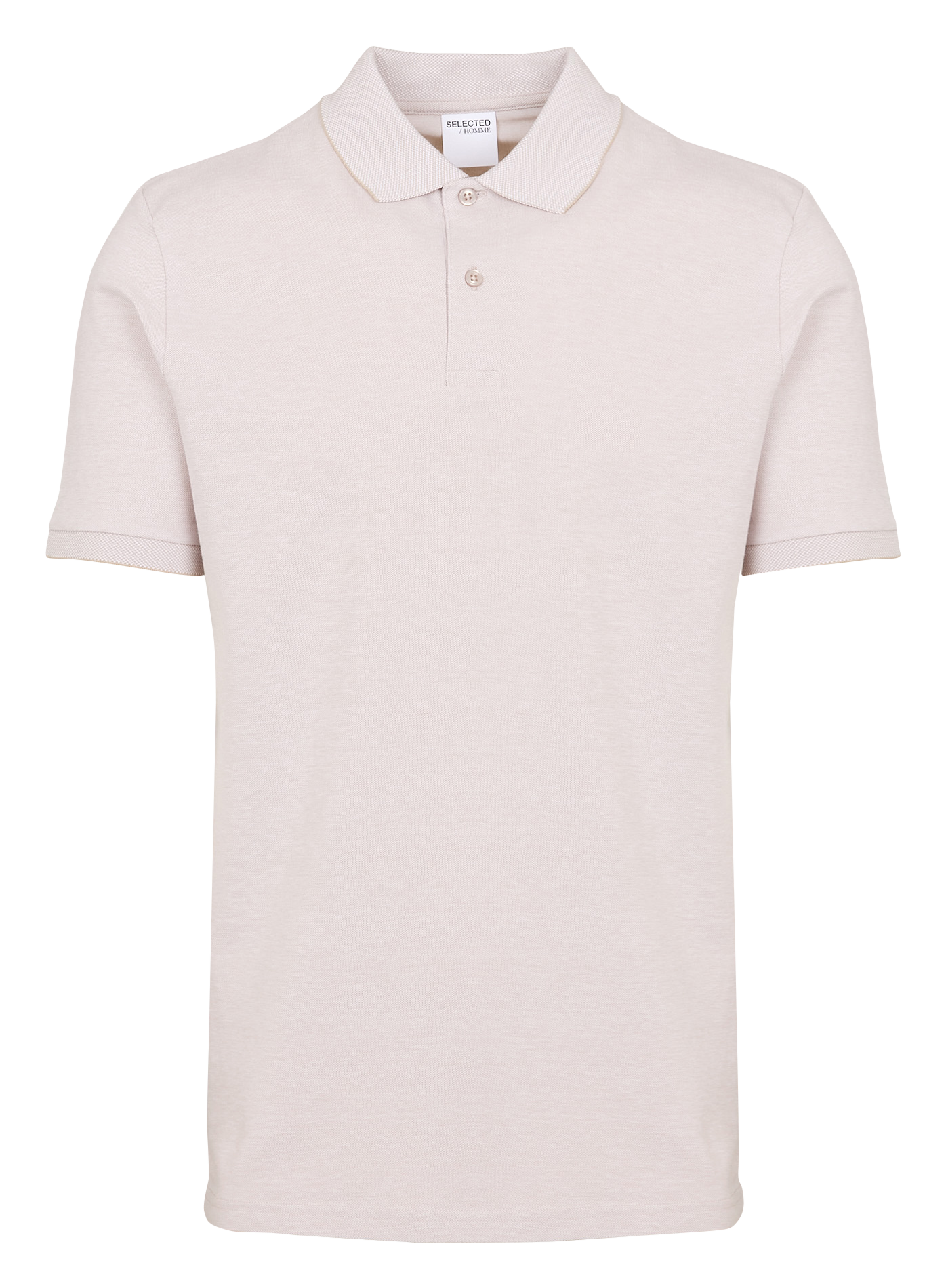 Short-sleeved organic cotton blend polo SELECTED Beige