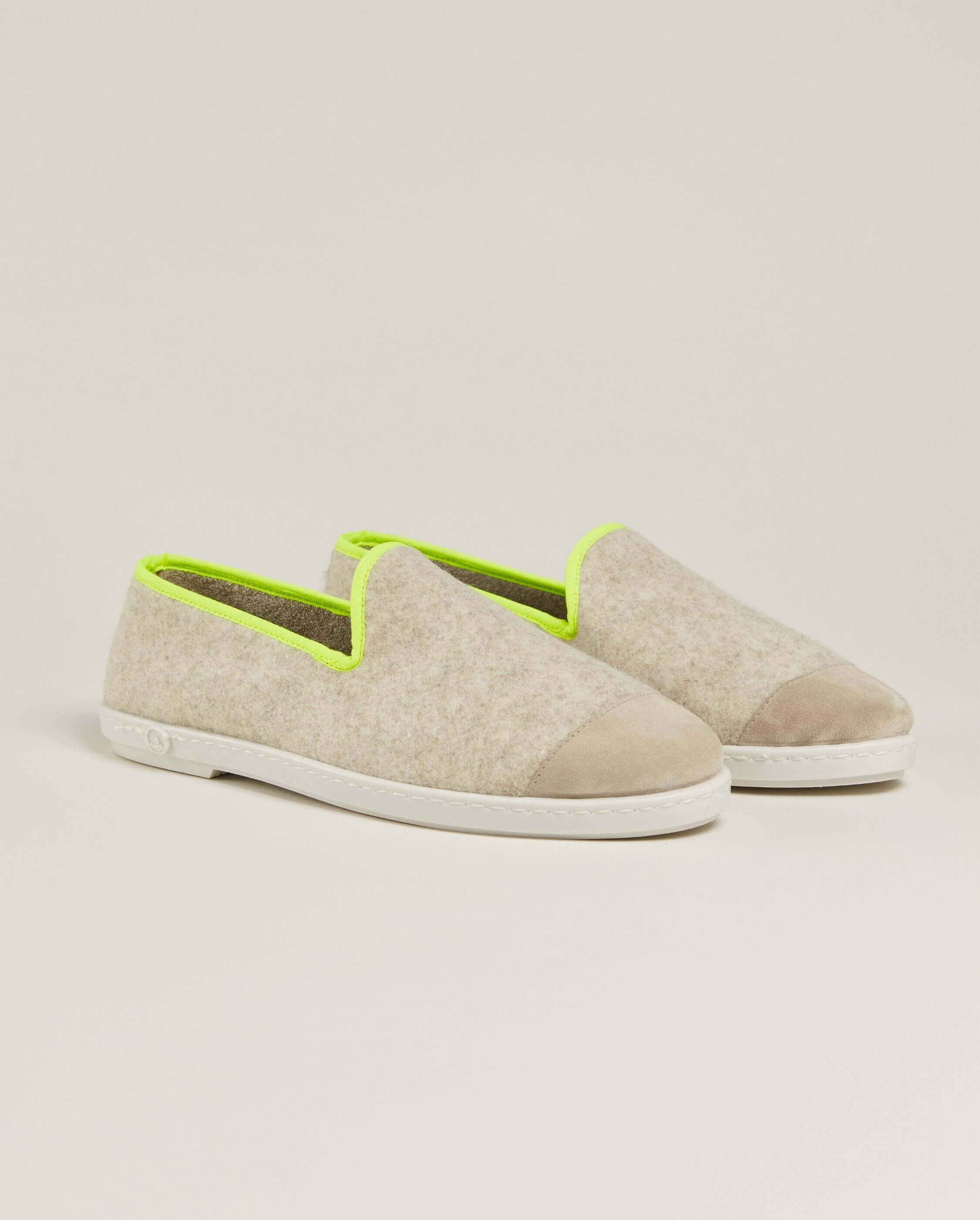Men's wool slipper, beige yellow neon ANGARDE Beige
