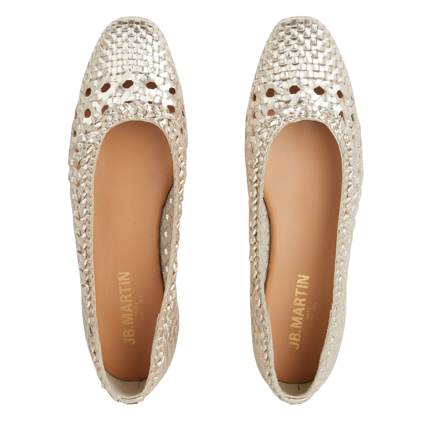 Ballerines en cuir tressé  JB MARTIN Doré