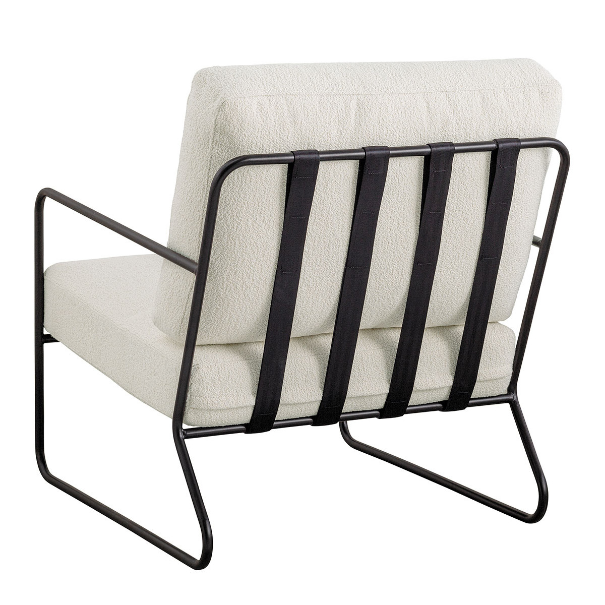 Fauteuil en bouclette et métal BLANC D'IVOIRE Blanc