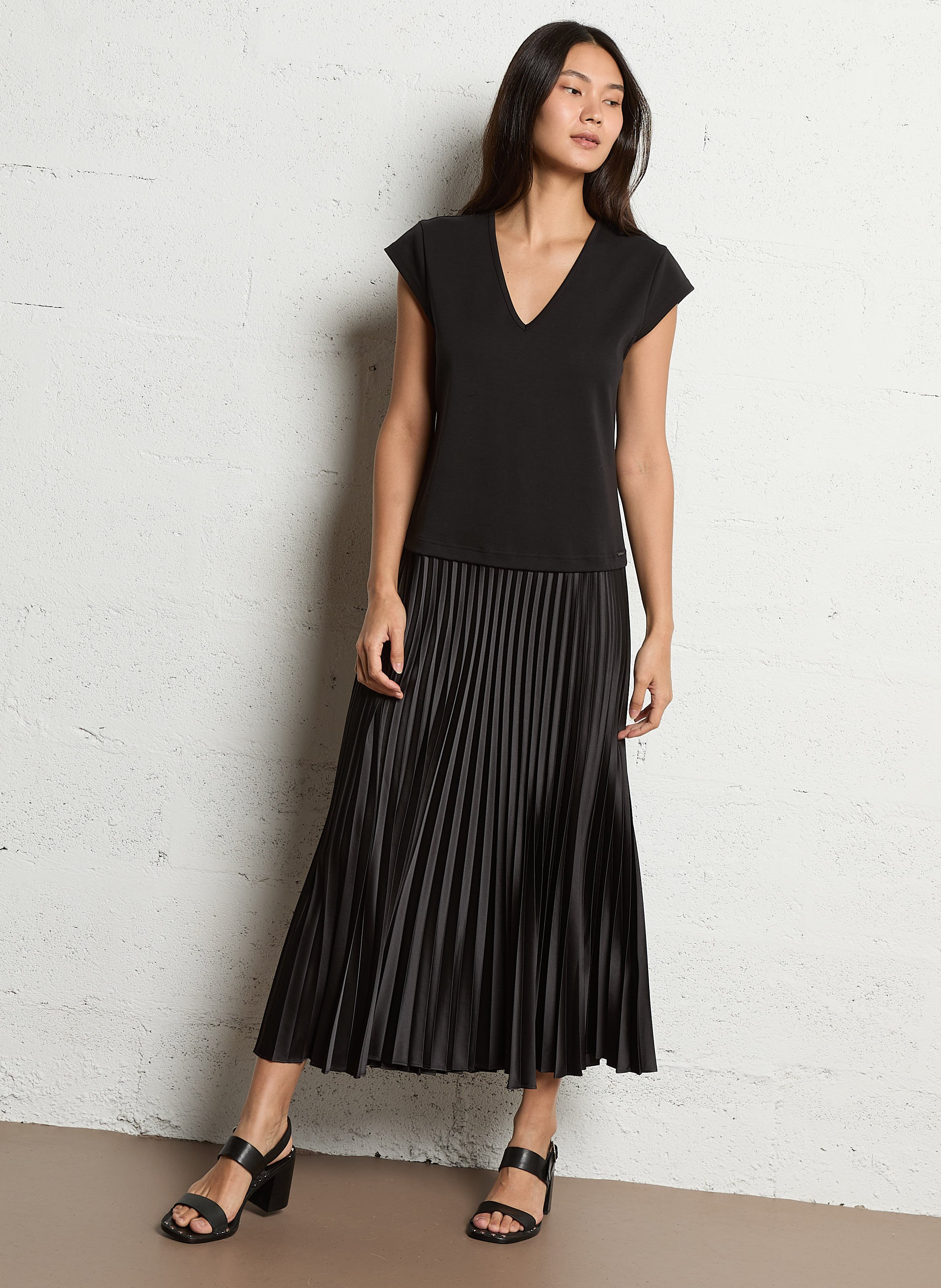 Gerade geschnittenes Kleid mit Rundhalsausschnitt IKKS Schwarz