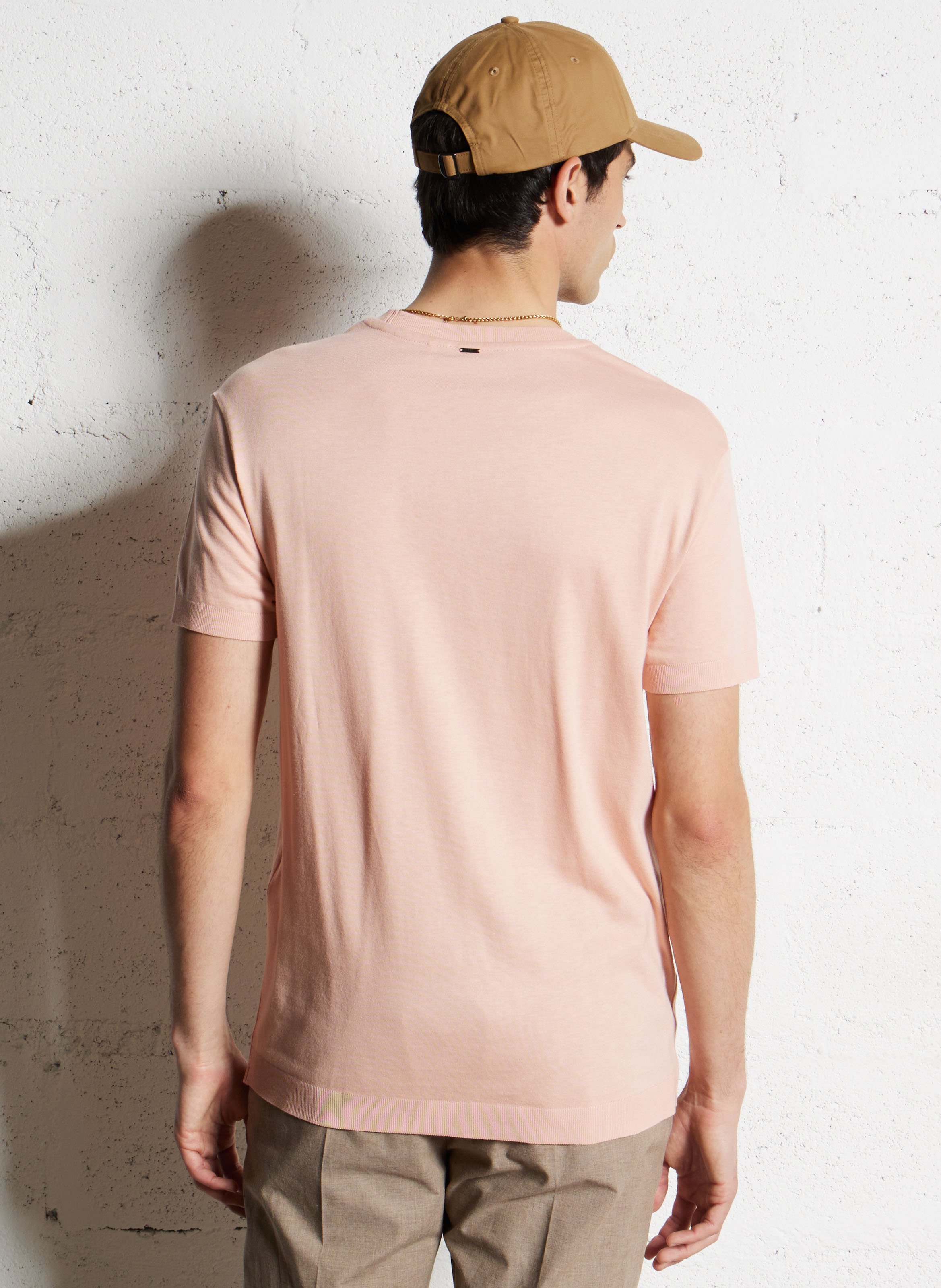 Round-neck straight-cut cotton-blend T-shirt IKKS Pink