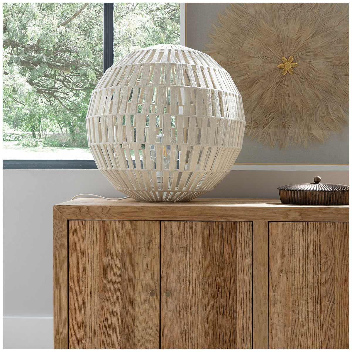 Jute Sphere Lamp - Small Size BLANC D'IVOIRE Beige