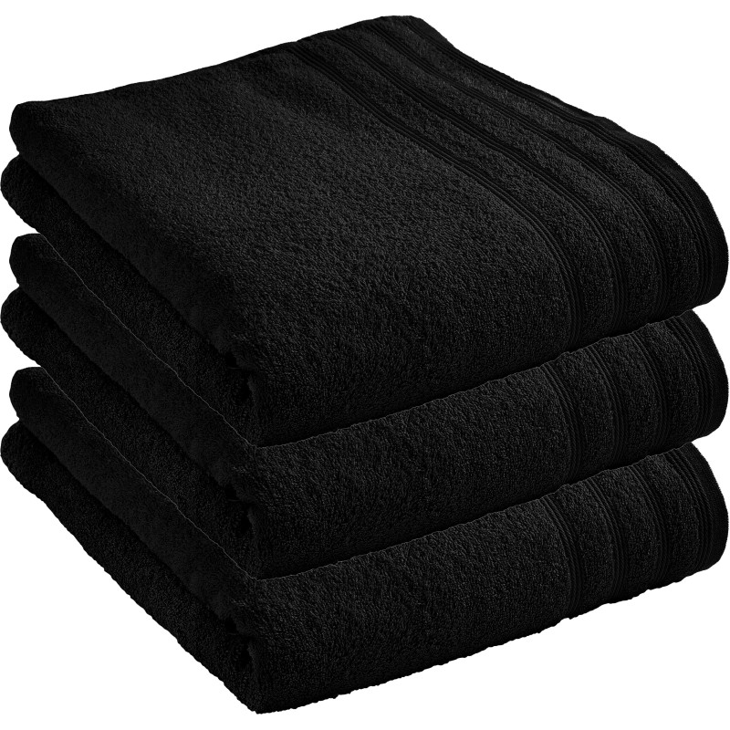 100% combed cotton bath towel COTON PUR Black
