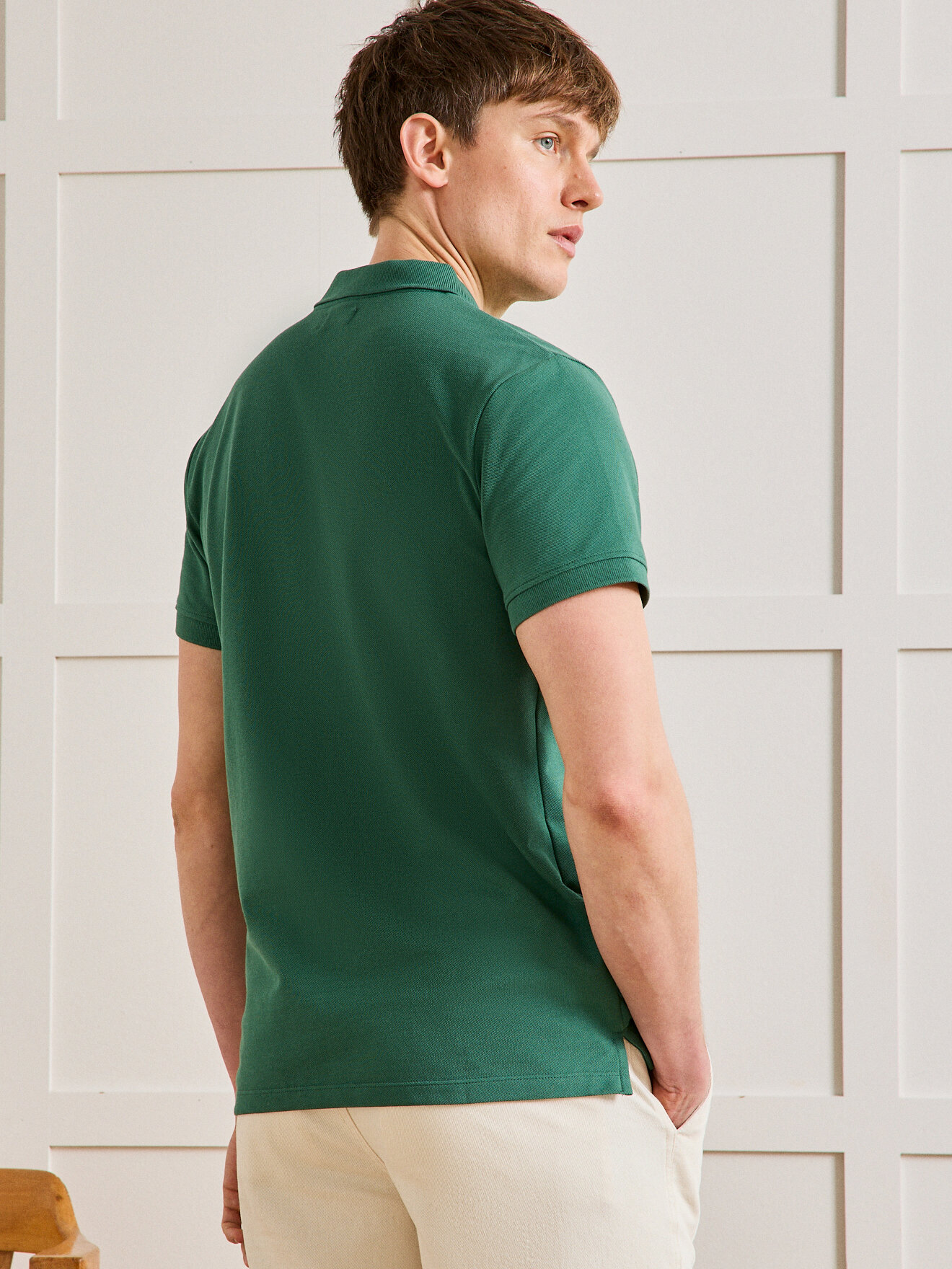 Plain organic cotton piqué polo CYRILLUS Green