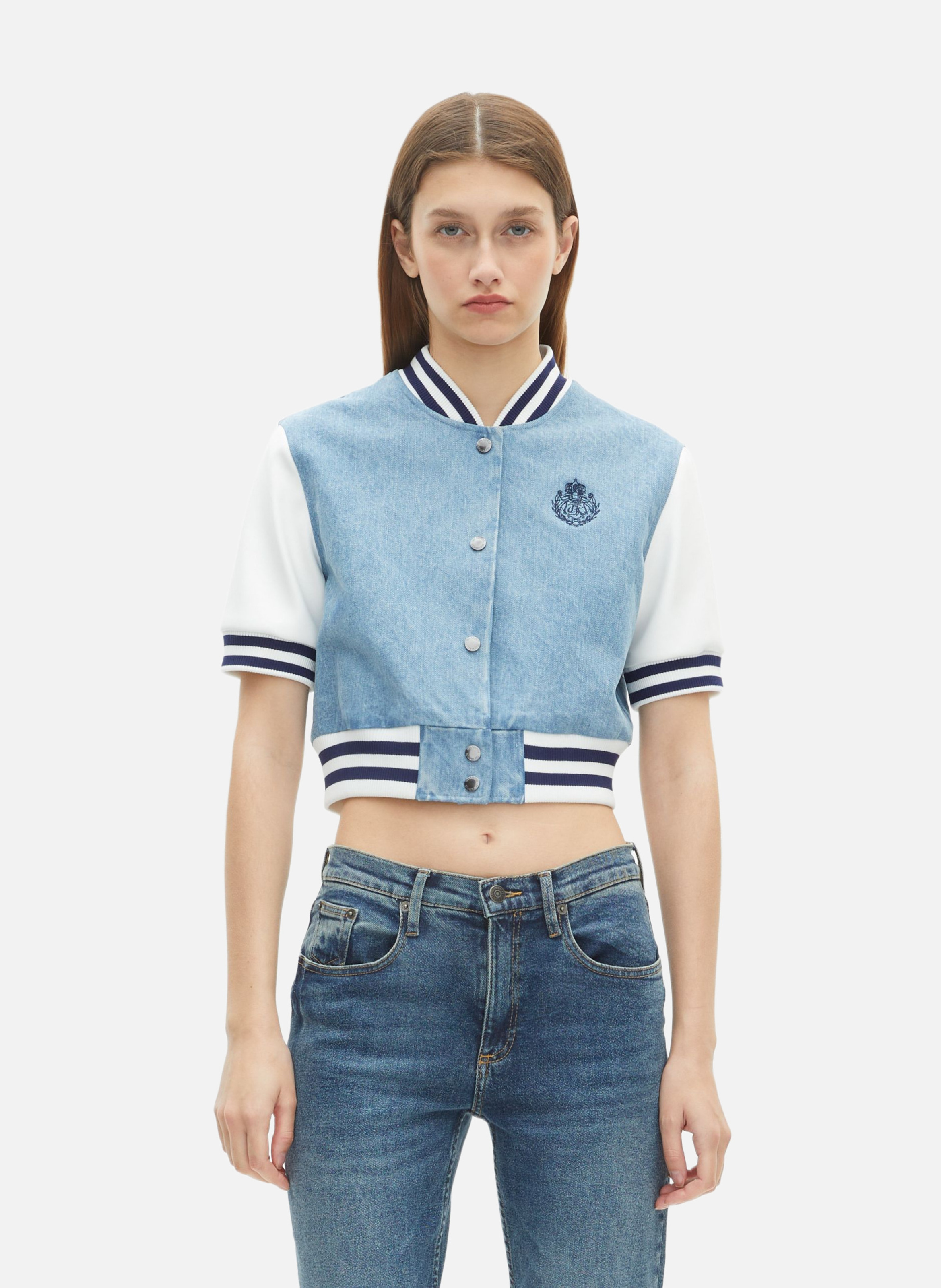 Short-sleeved denim teddy jacket THE KOOPLES Blue