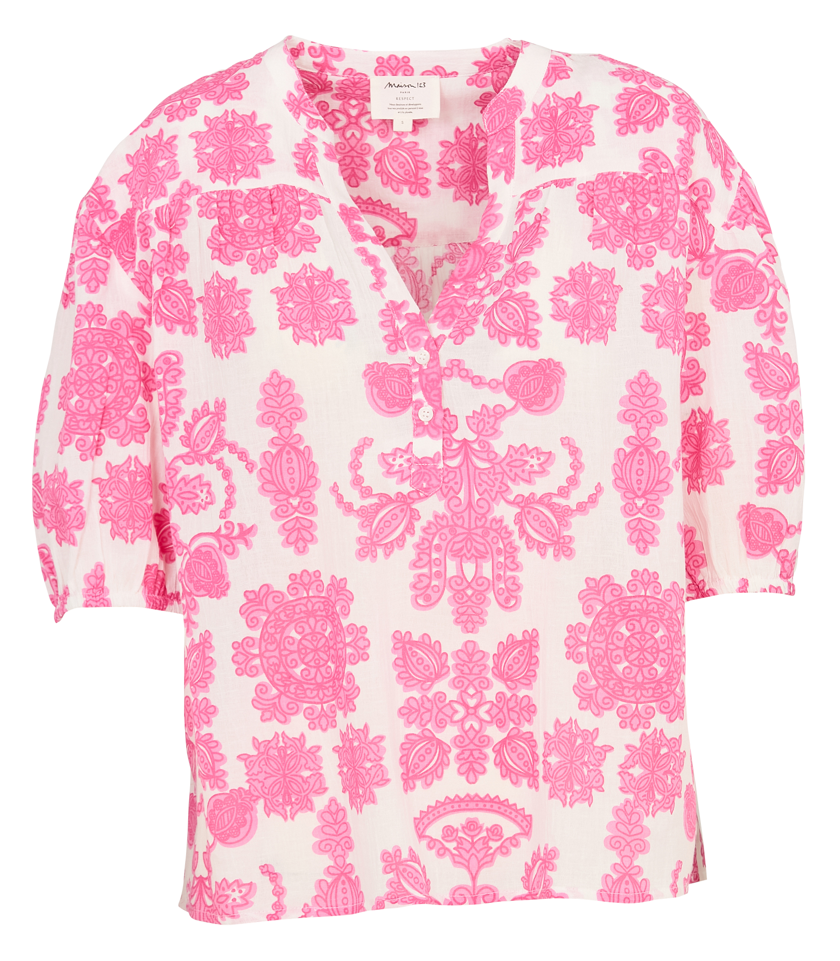 Blouse droite en coton mélangé imprimé MAISON 123 Rose