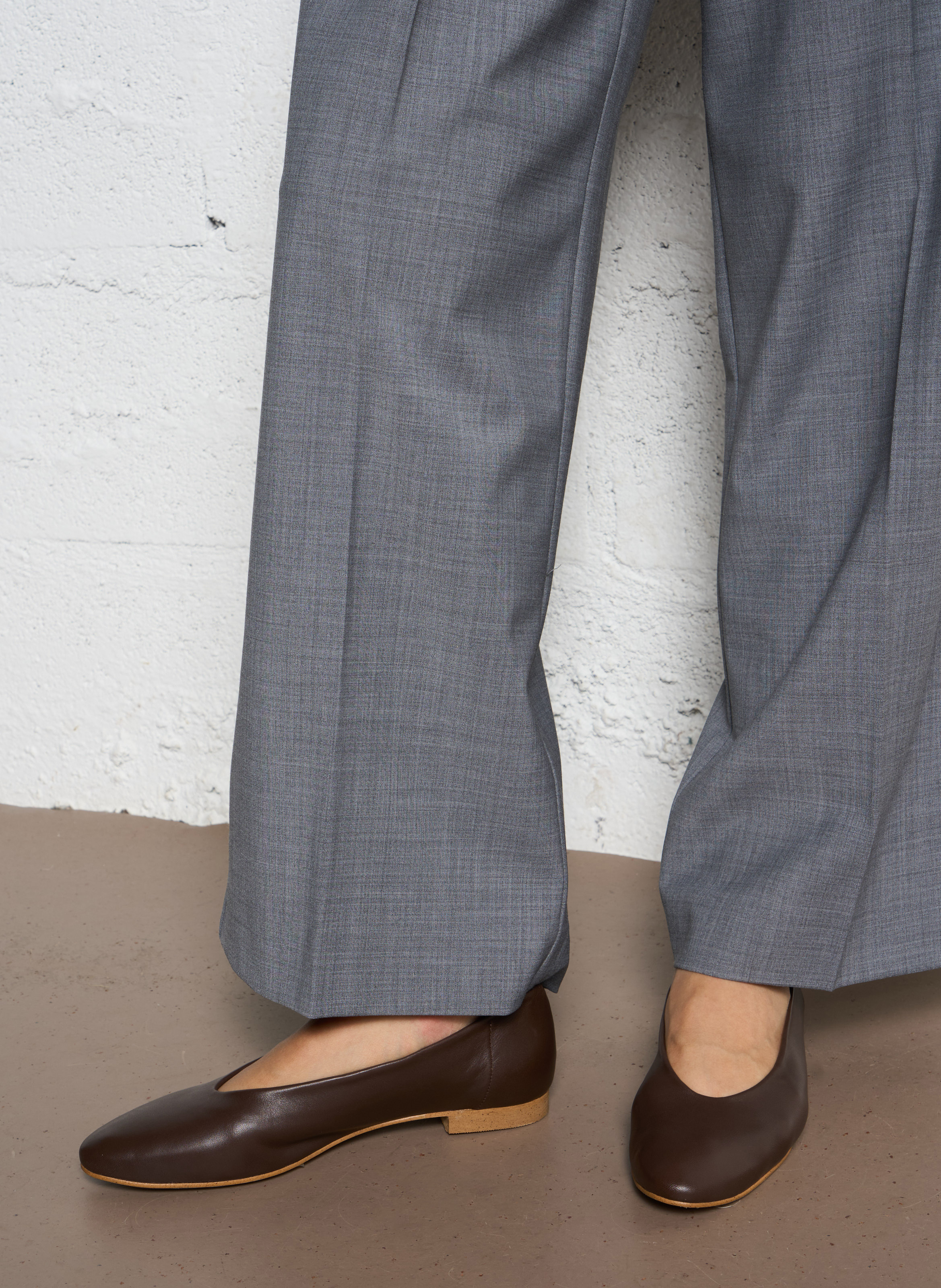 Flat leather ballet pumps MAISON 123 Brown