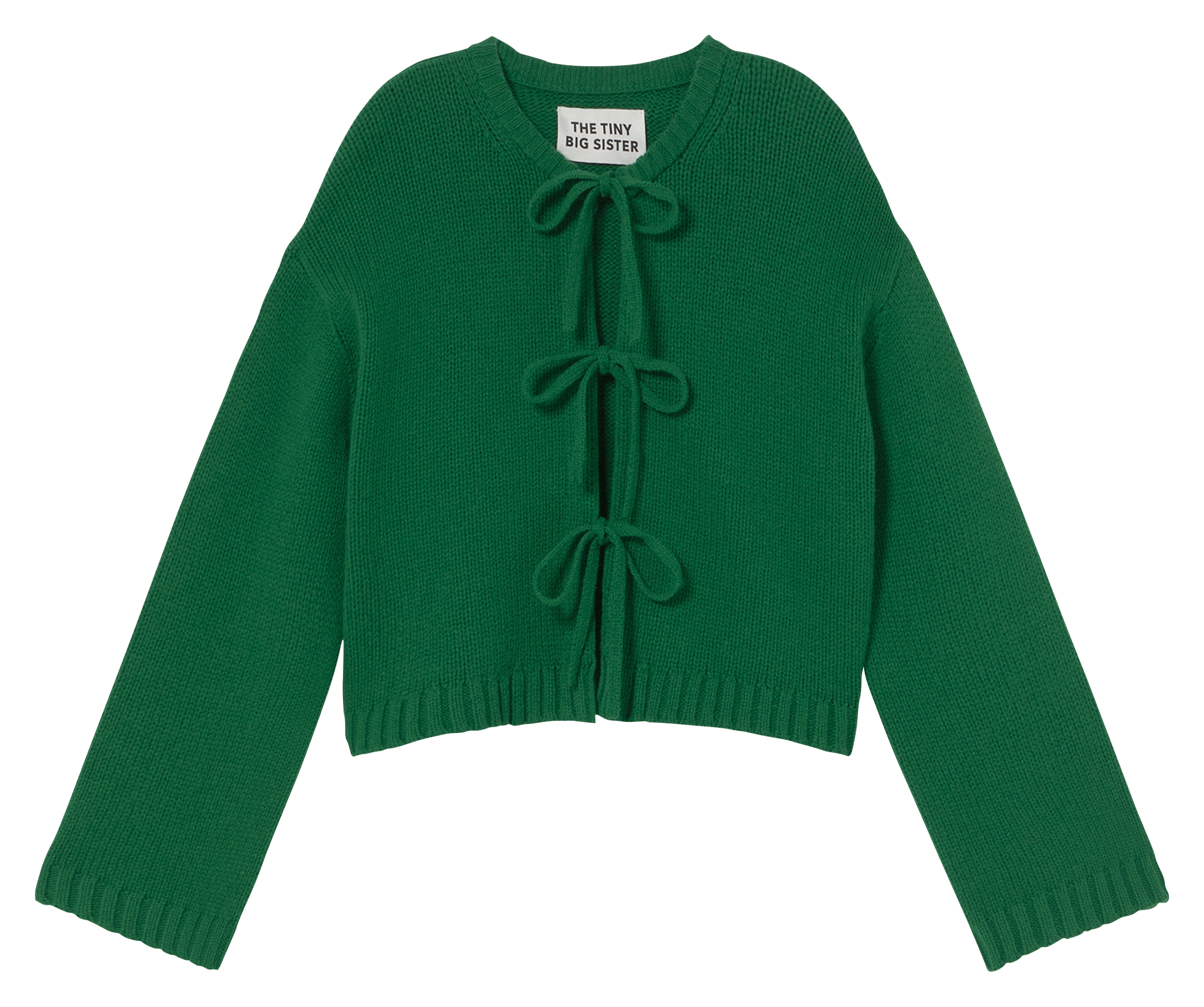 Gilet col rond en laine THE TINY BIG SISTER Vert