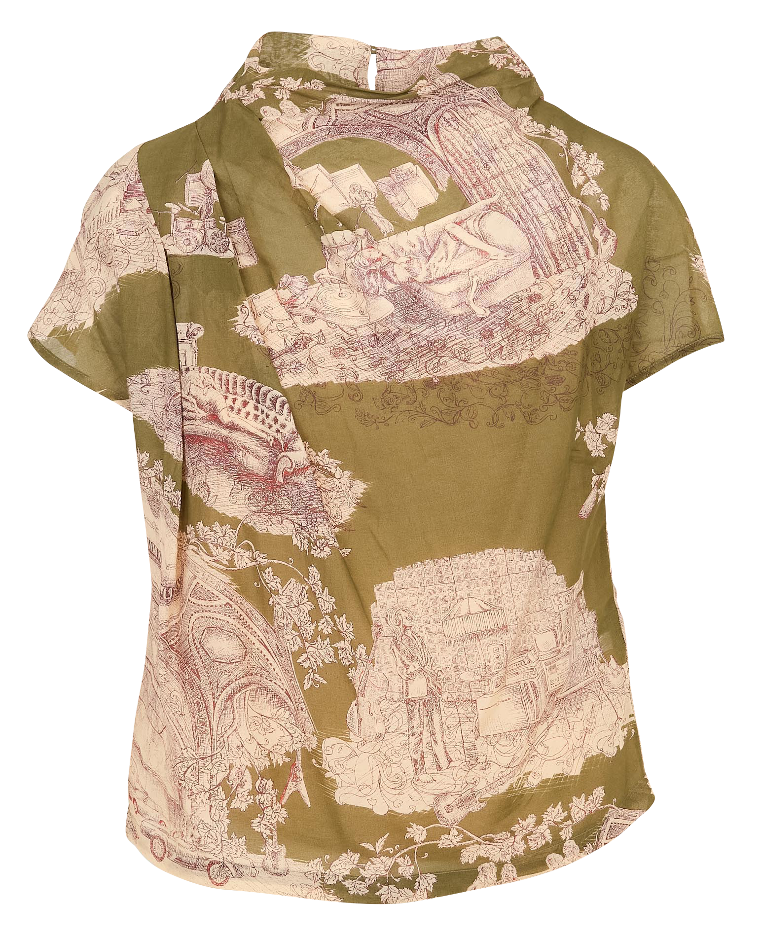 Top col montant en coton mélangé COTELAC Vert