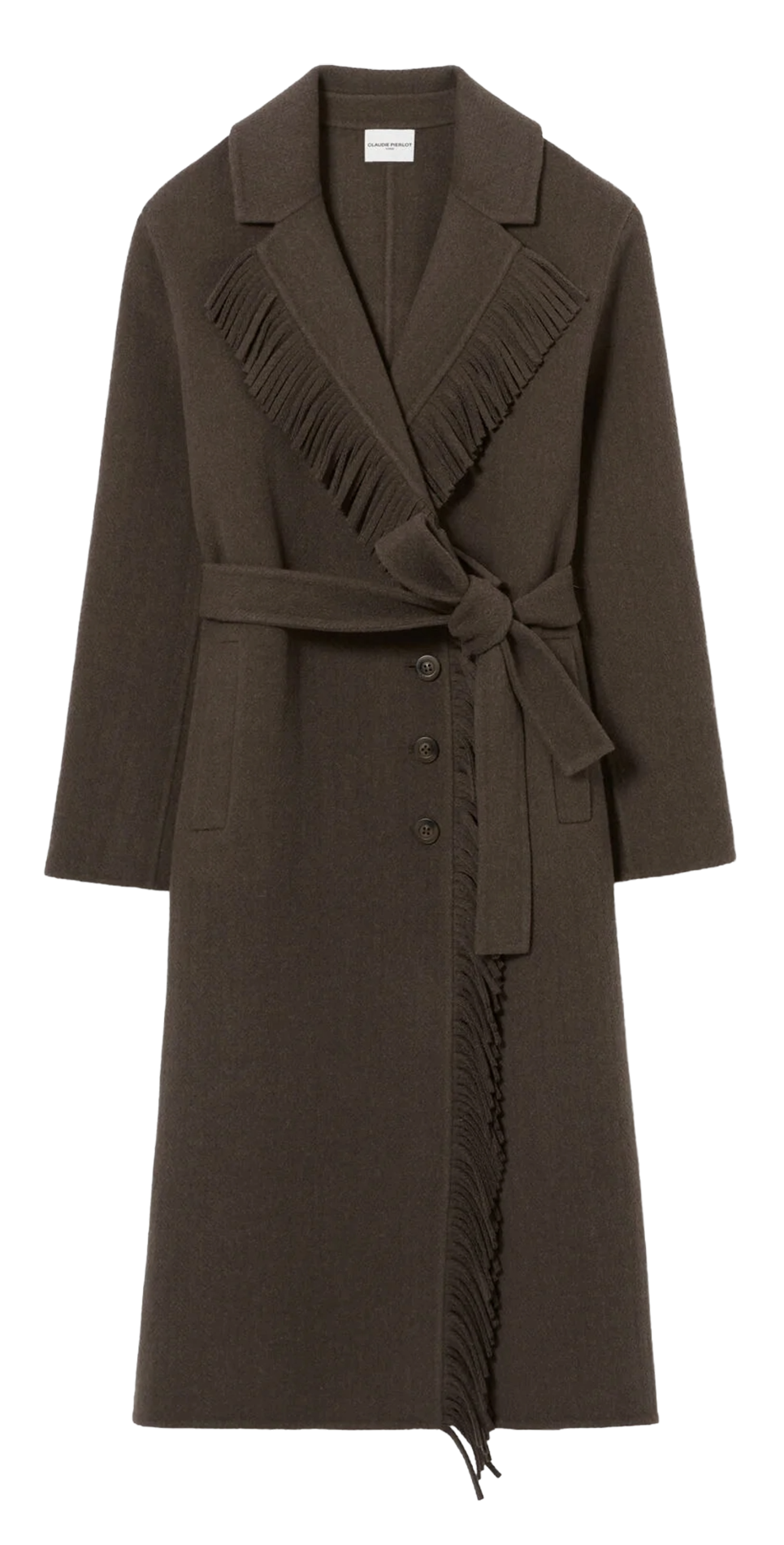 Kurzer Mantel mit V-Ausschnitt aus Wollmischung CLAUDIE PIERLOT Khaki