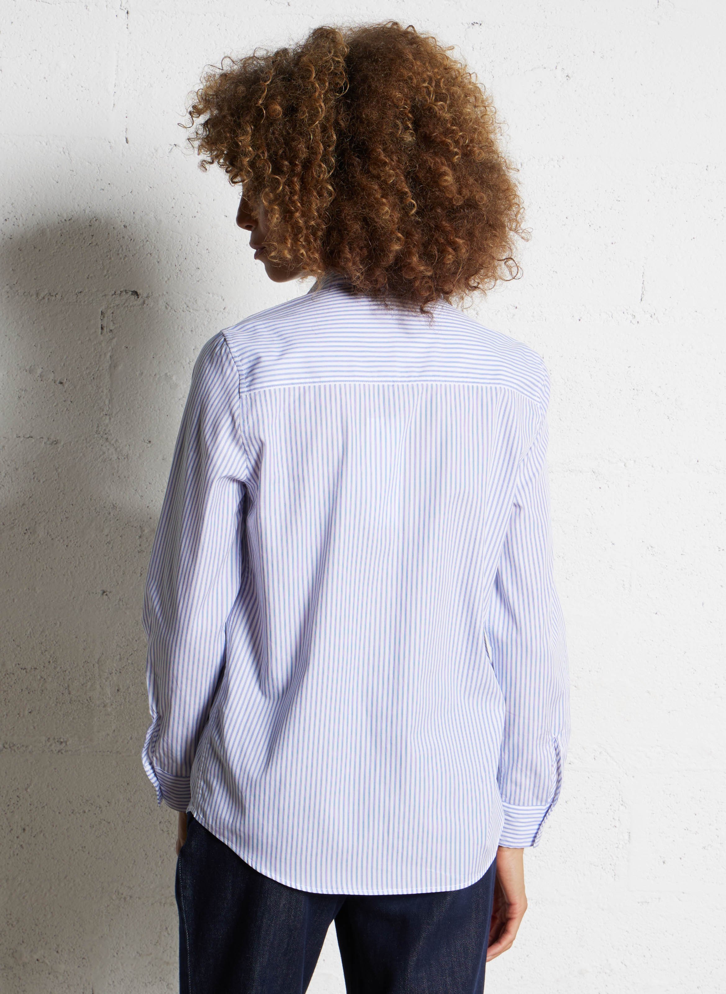 Gerade geschnittene Baumwollbluse mit Streifen IKKS Blau