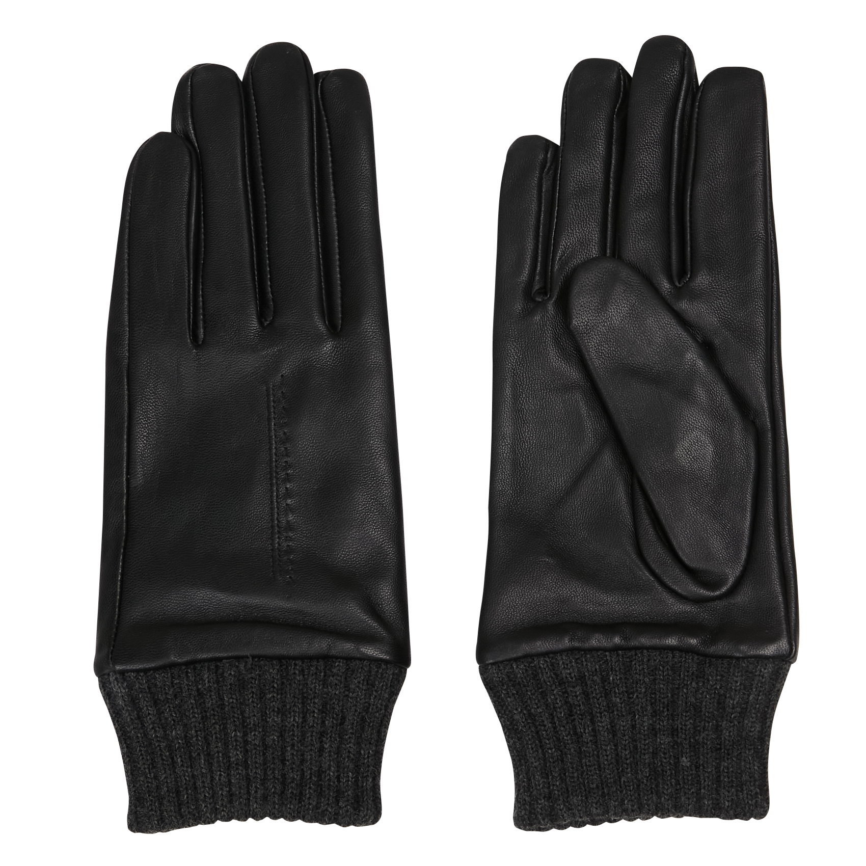 Einfarbige Handschuhe aus Leder MAISON 123 Schwarz