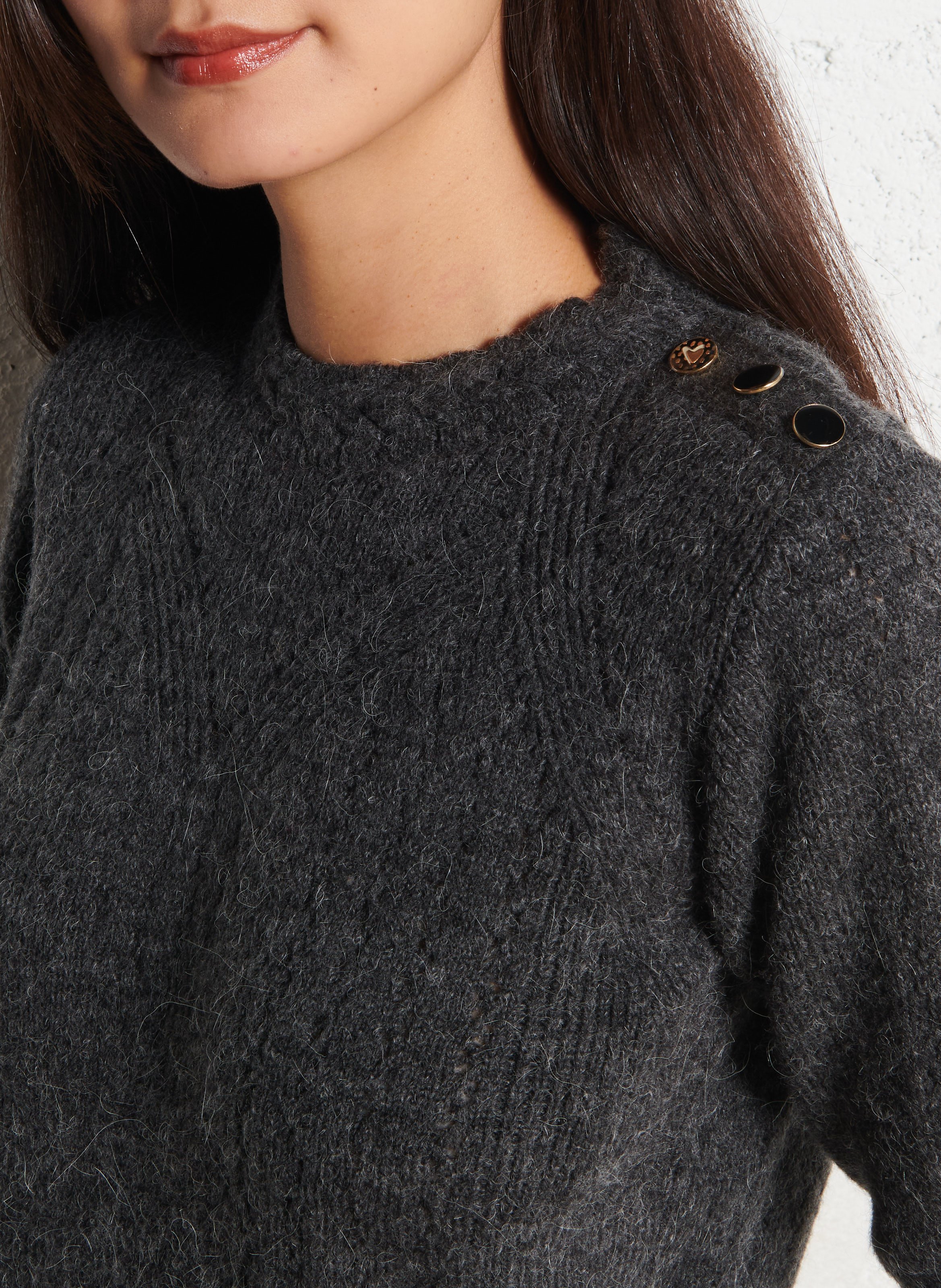 Maglione diritto a collo rotondo in maglia traforata I CODE Grigio