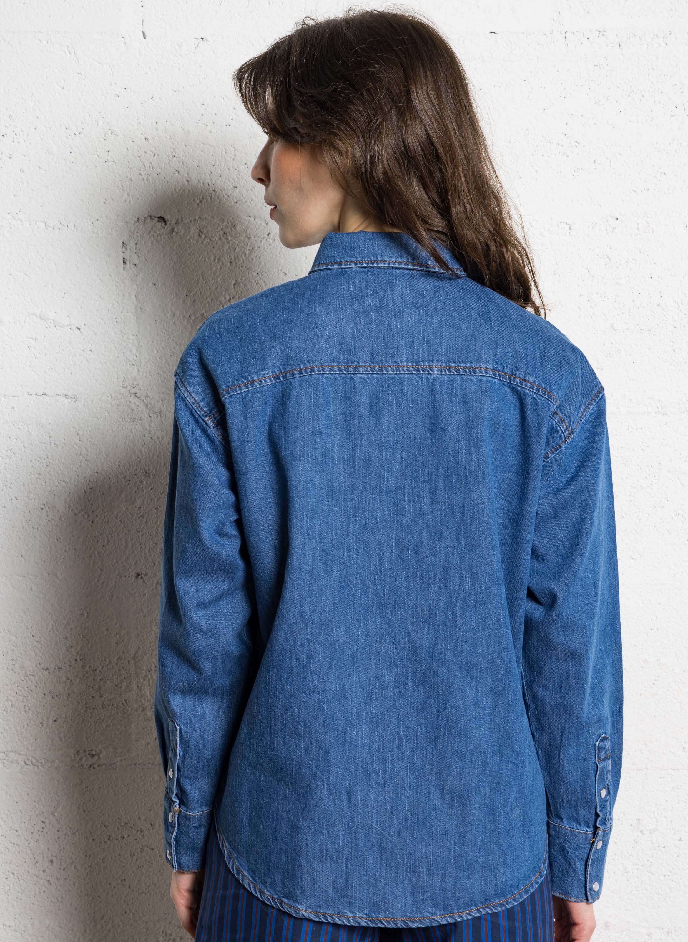Oversized denim overhemd van katoen SUD EXPRESS Blauw