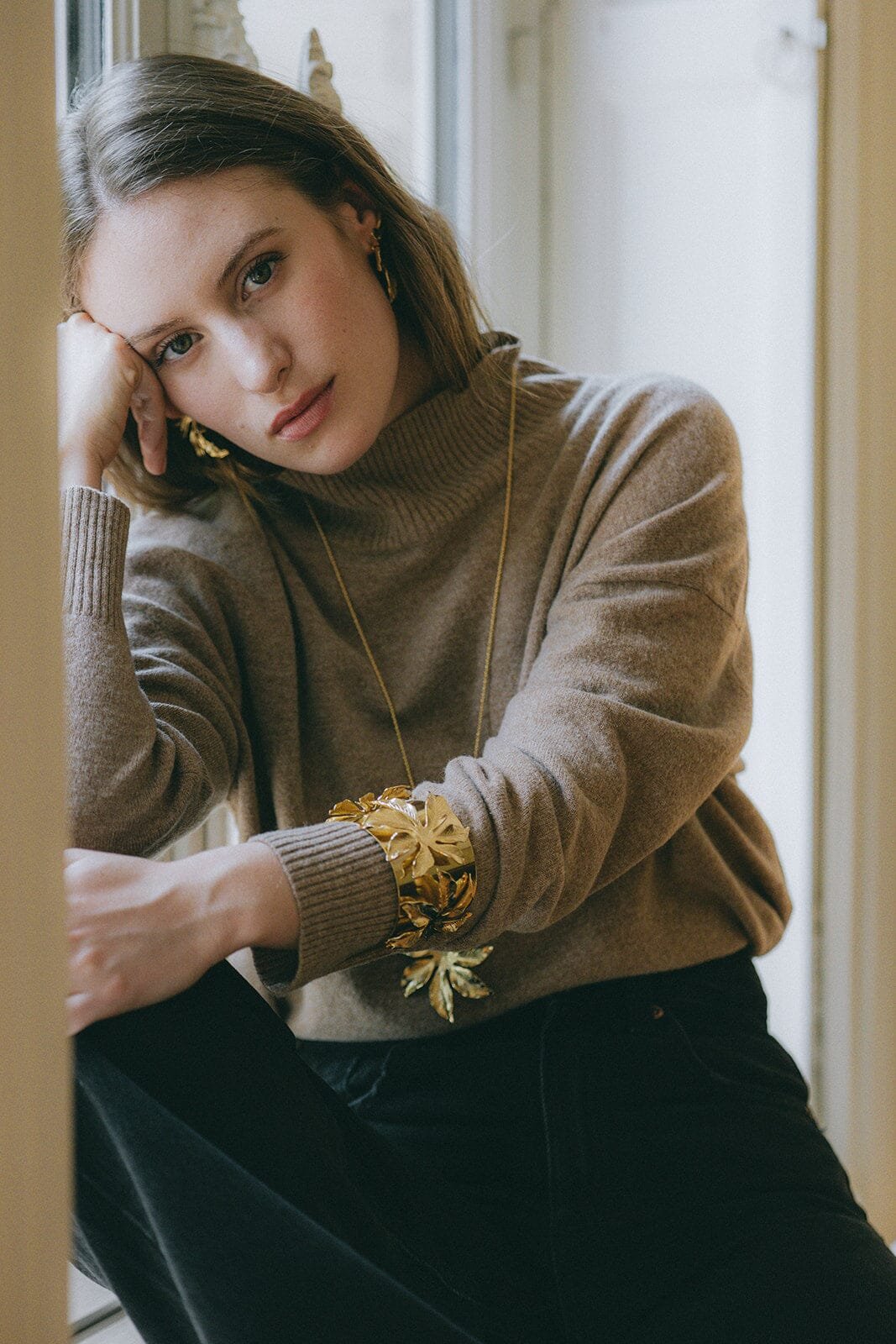 Gold-plated flower cuff MONSIEUR SIMONE Golden