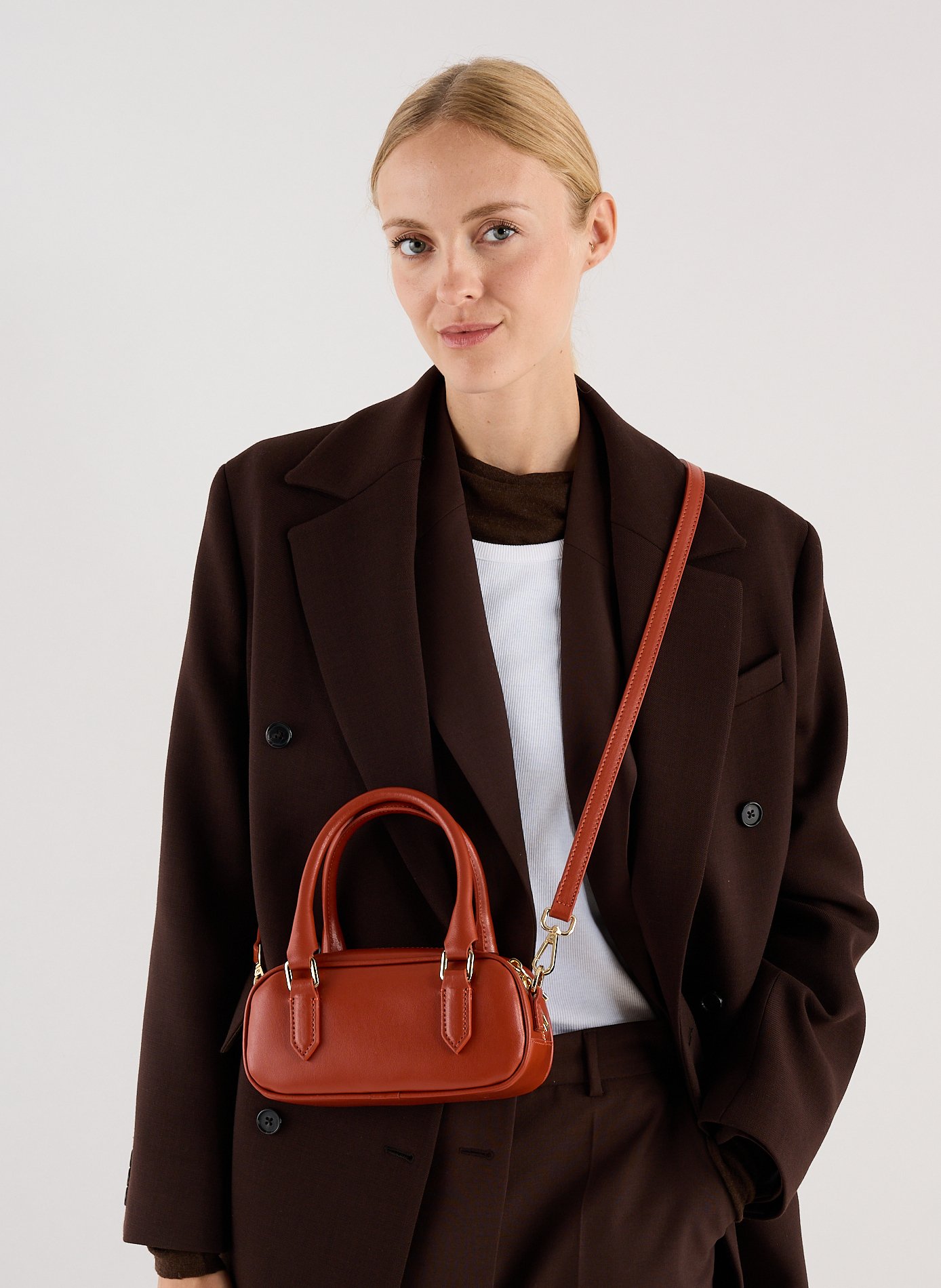 Langer, übergroßer strukturierter Mantel uni SAISON 1865 Braun