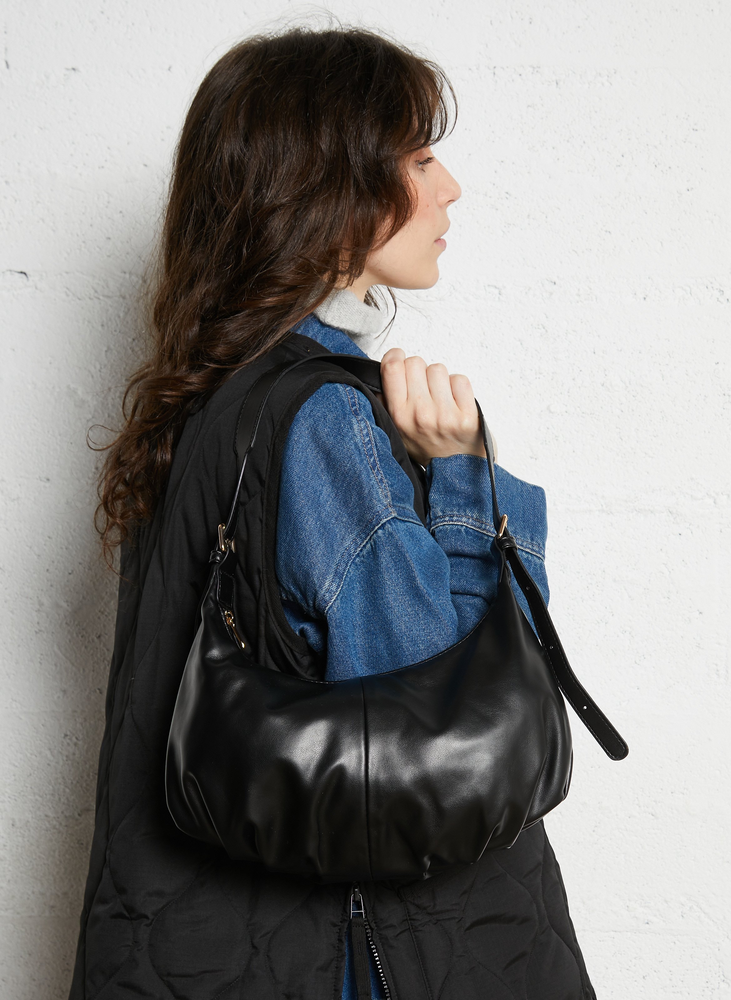 Faux leather shoulder bag AU PRINTEMPS PARIS Black