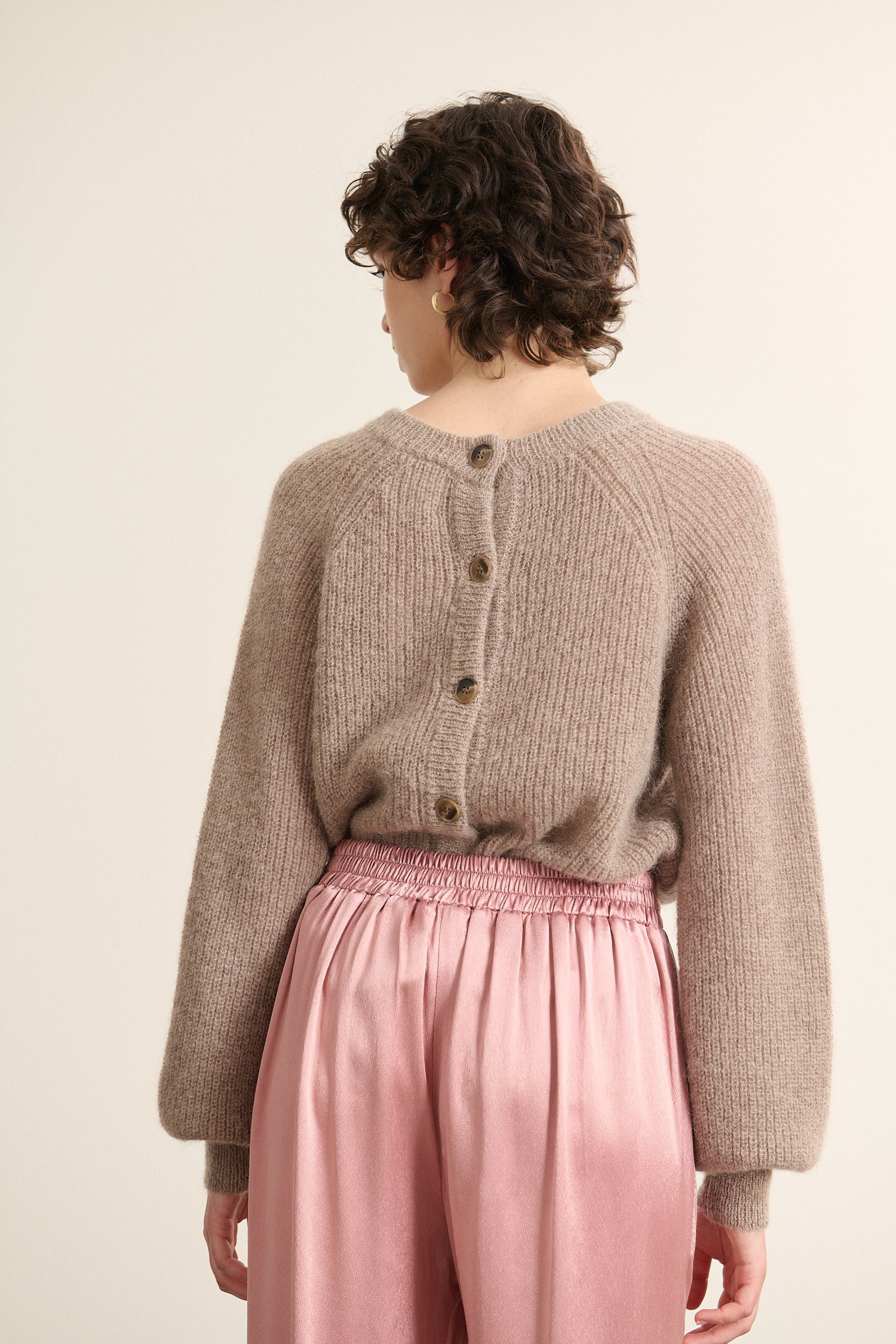 Buttoned round neck sweater GARANCE PARIS Beige