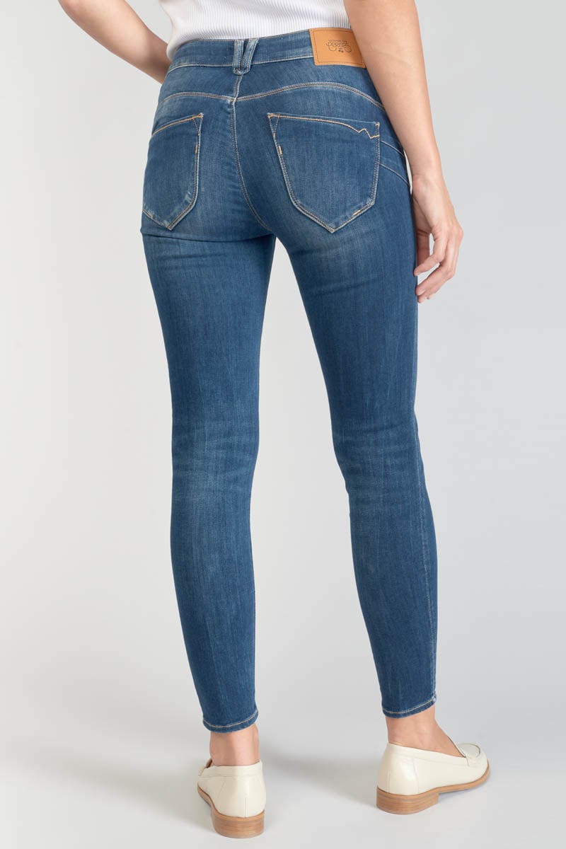 High-waisted push-up slim jeans, 7/8 length LE TEMPS DES CERISES Blue
