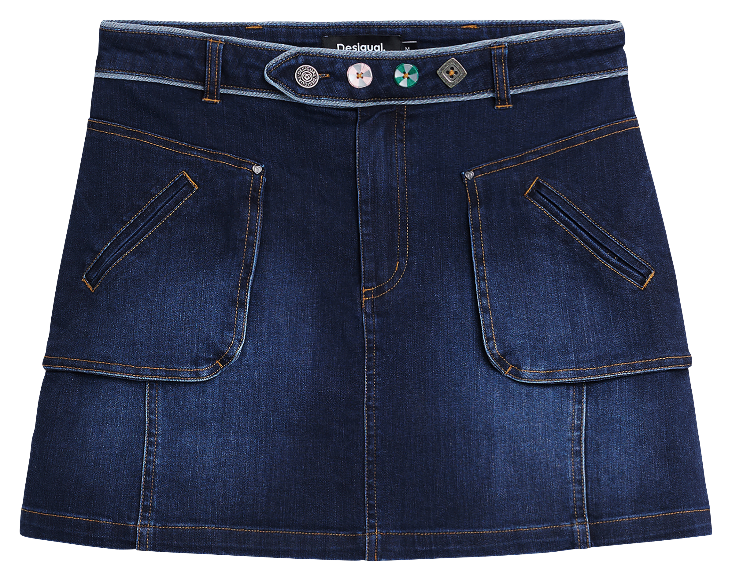 Mini denim skirt with layered pockets DESIGUAL Blue