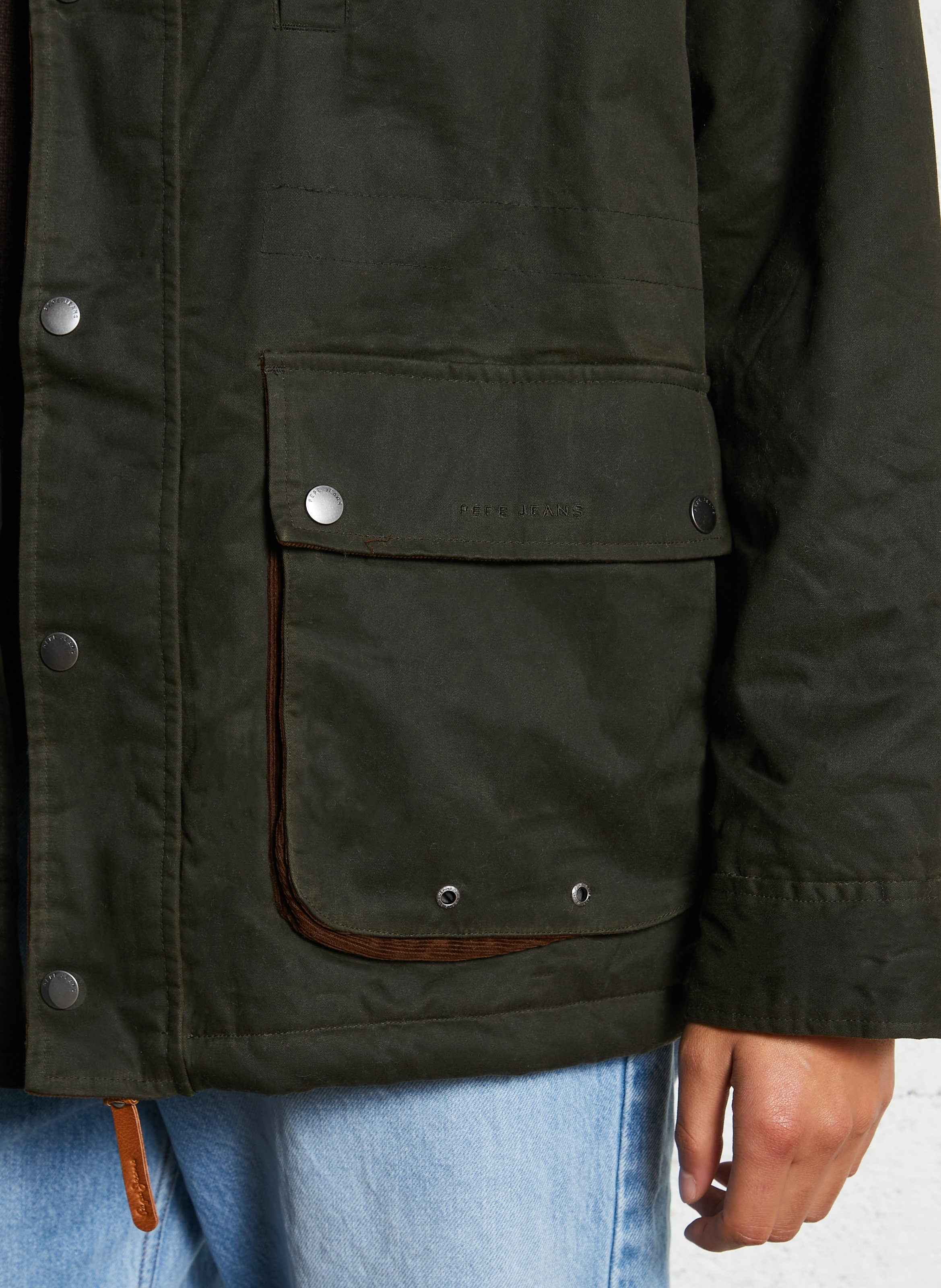 Solid straight parka with high collar PEPE JEANS Green