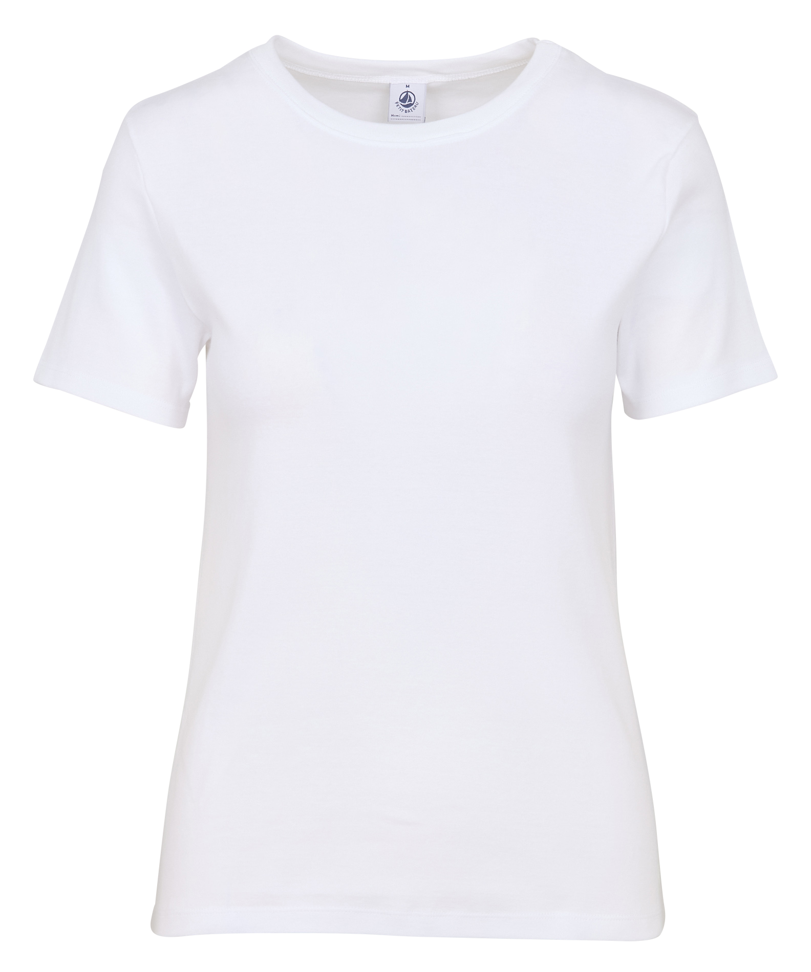 Tee-shirt droit col rond en coton PETIT BATEAU Blanc
