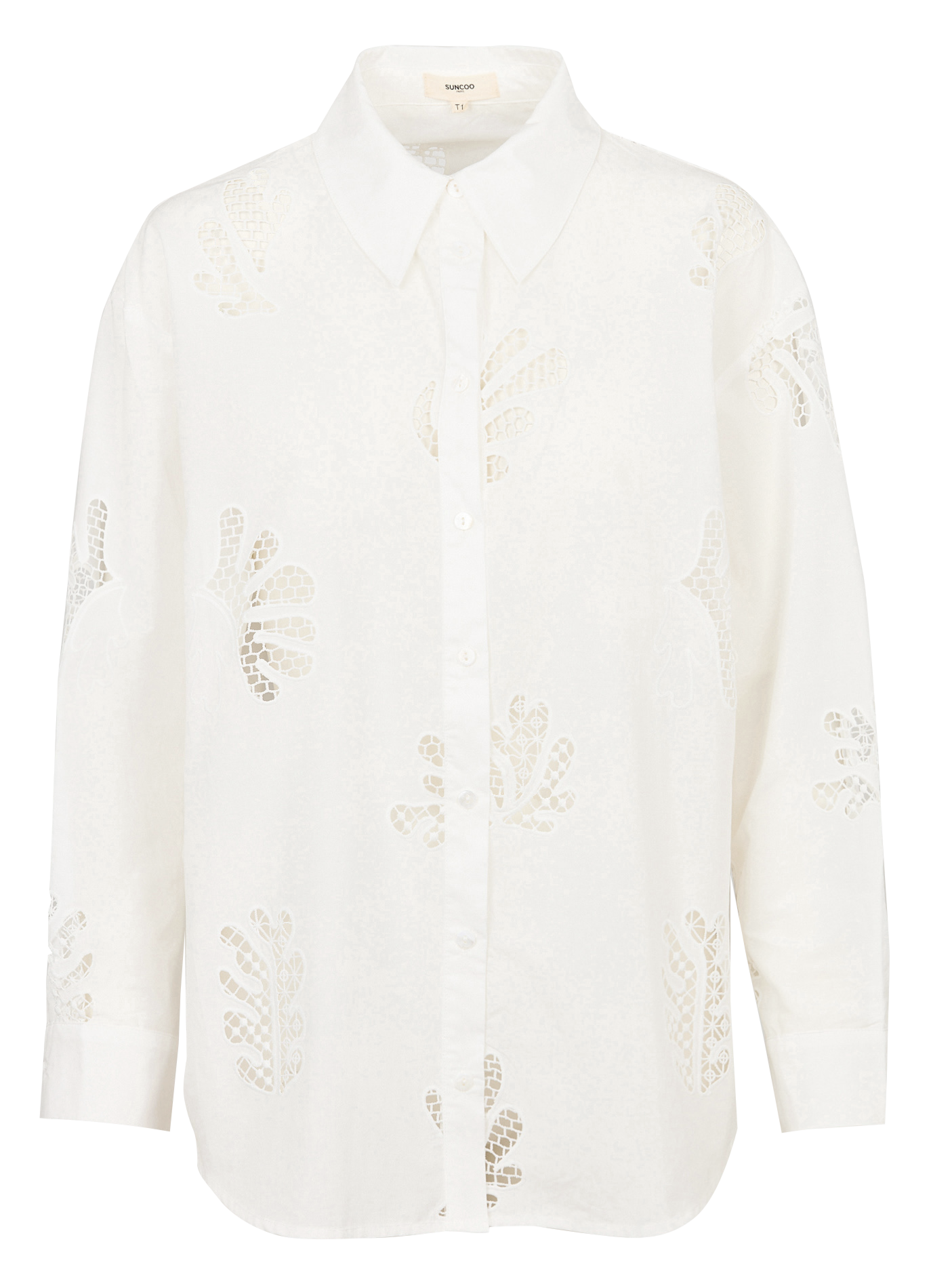 Oversized blouse van biokatoen met klassieke kraag SUNCOO Wit