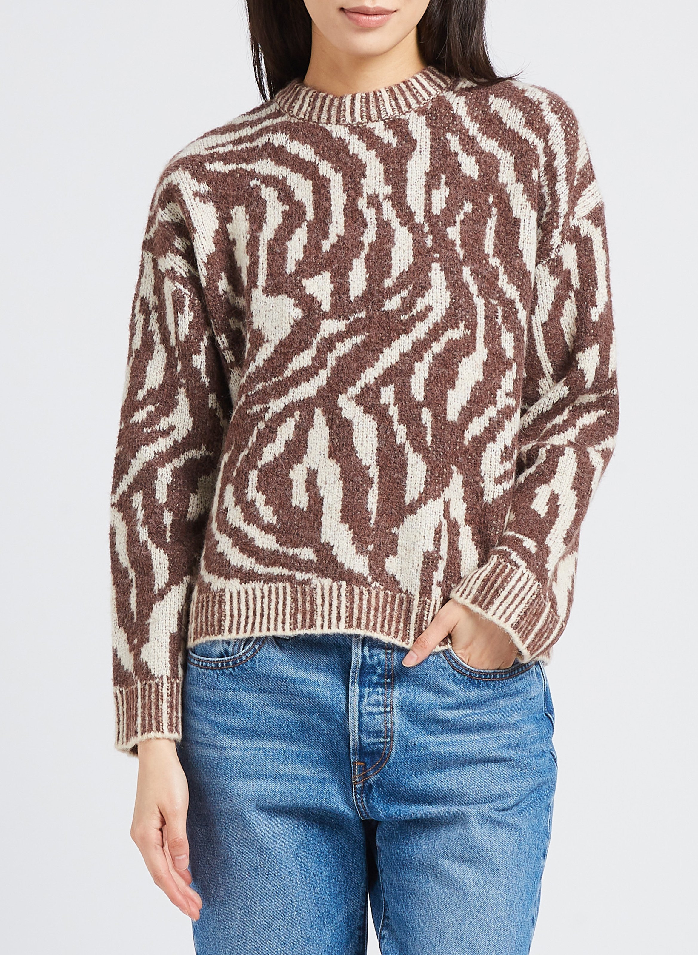 Pull ample à col montant OBJECT Marron