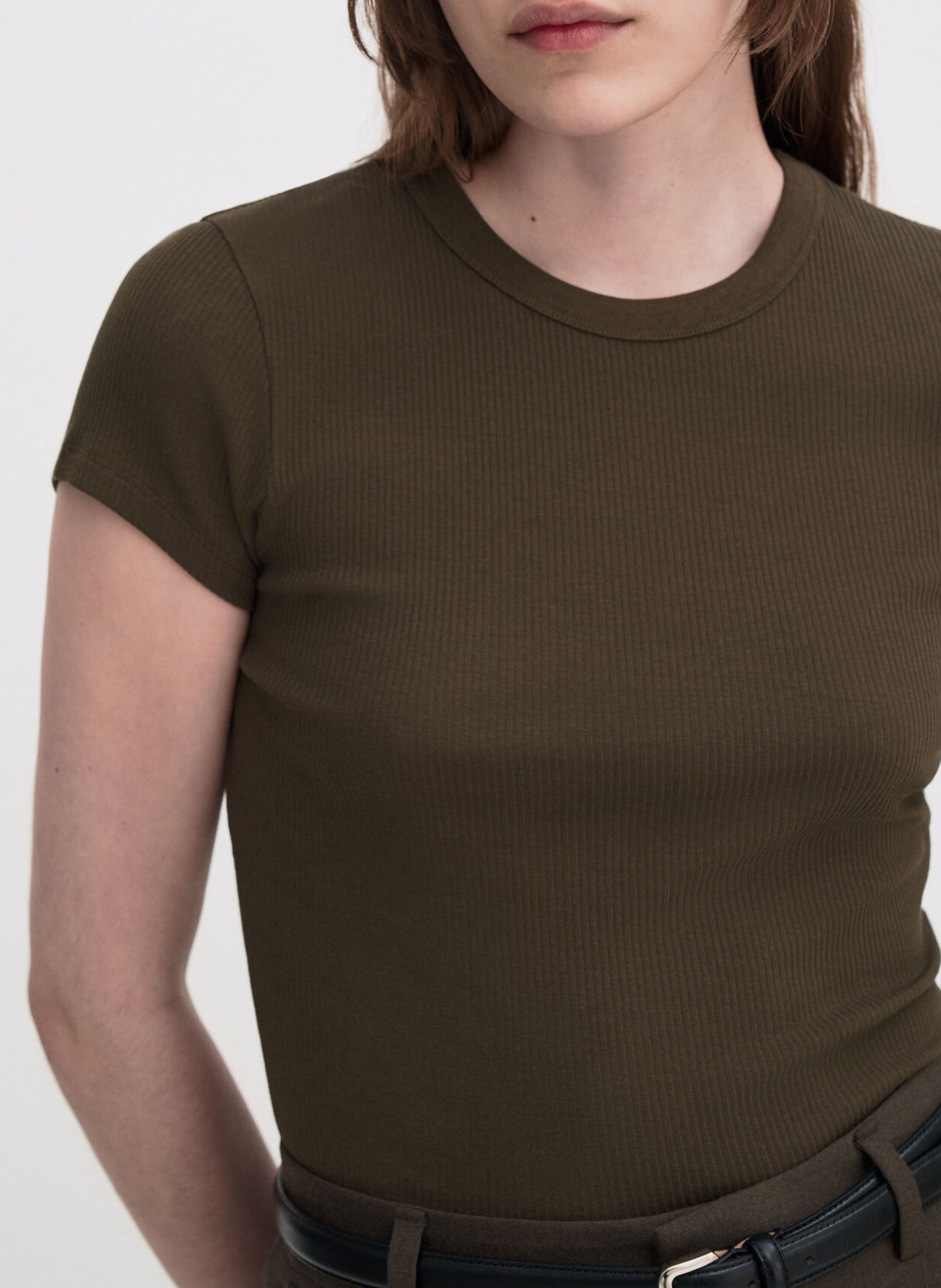 T-shirt moulant en coton bio mélangé FILIPPA K Marron