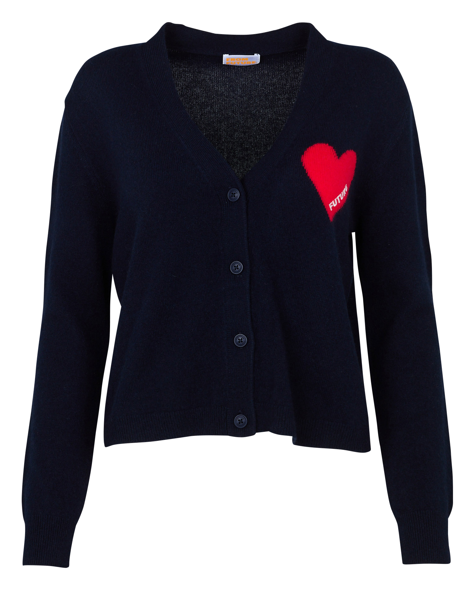 Gilet droit col V en cachemire FROM FUTURE Bleu