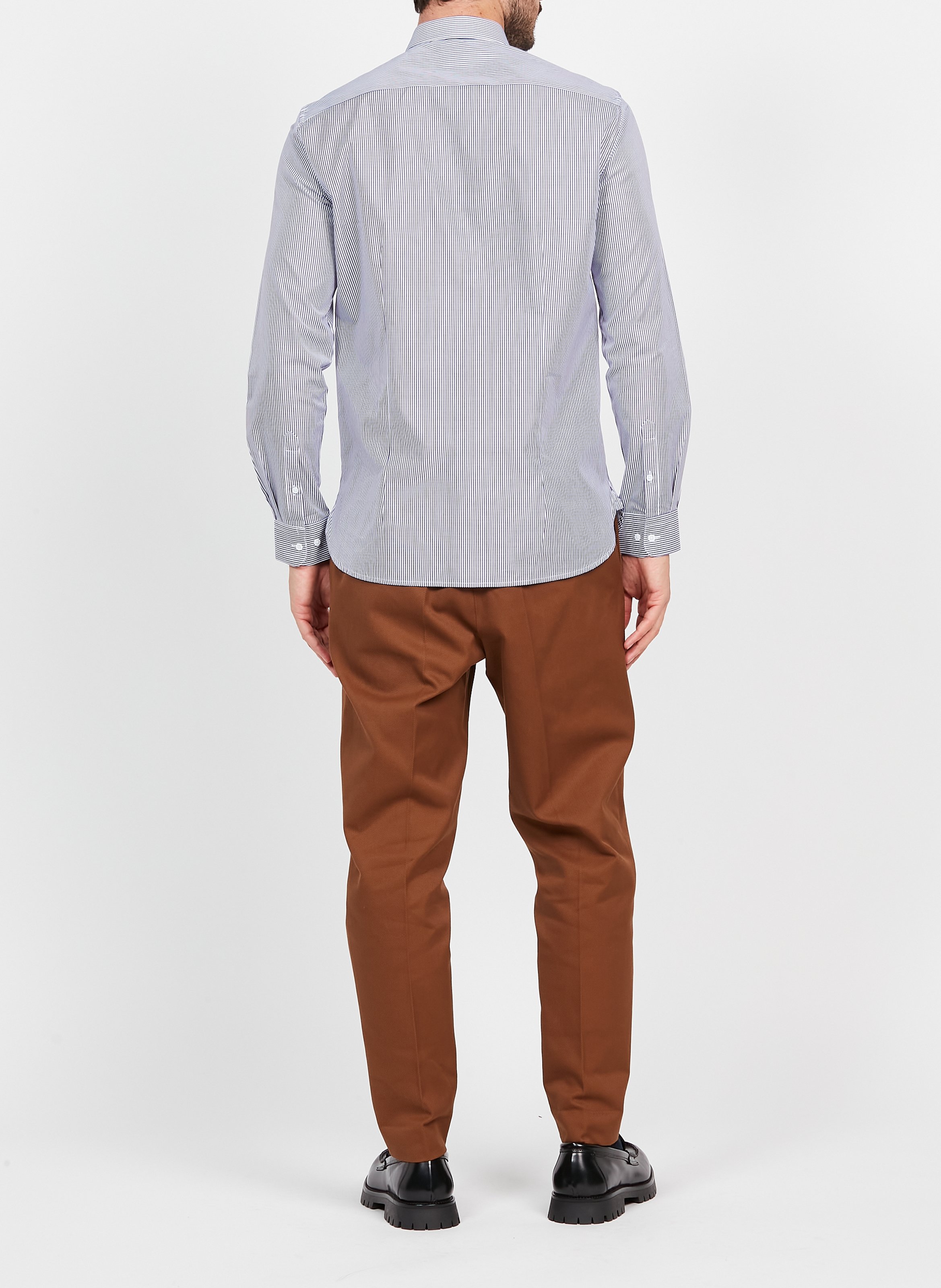 Slim-fit striped cotton shirt with classic collar ATELIER PRIVE Blue