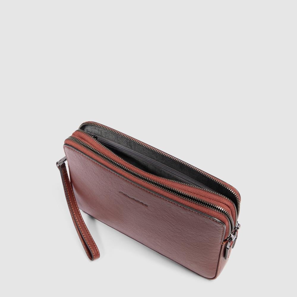 Men's leather clutch with credit card holder and RFID protection Brown