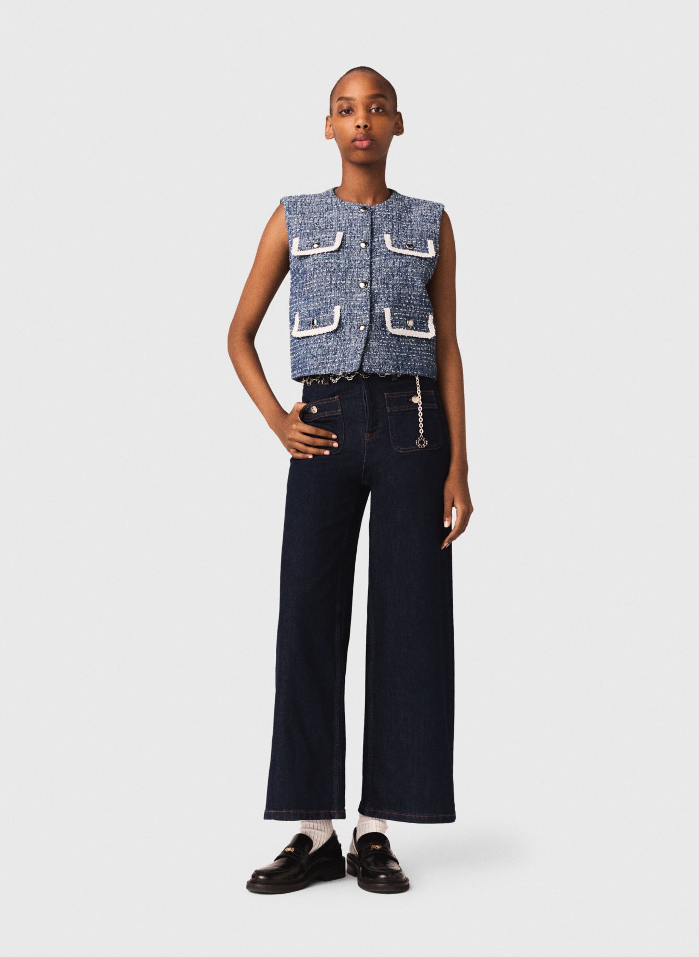 Recht vest | katoenblend MAJE Blauw