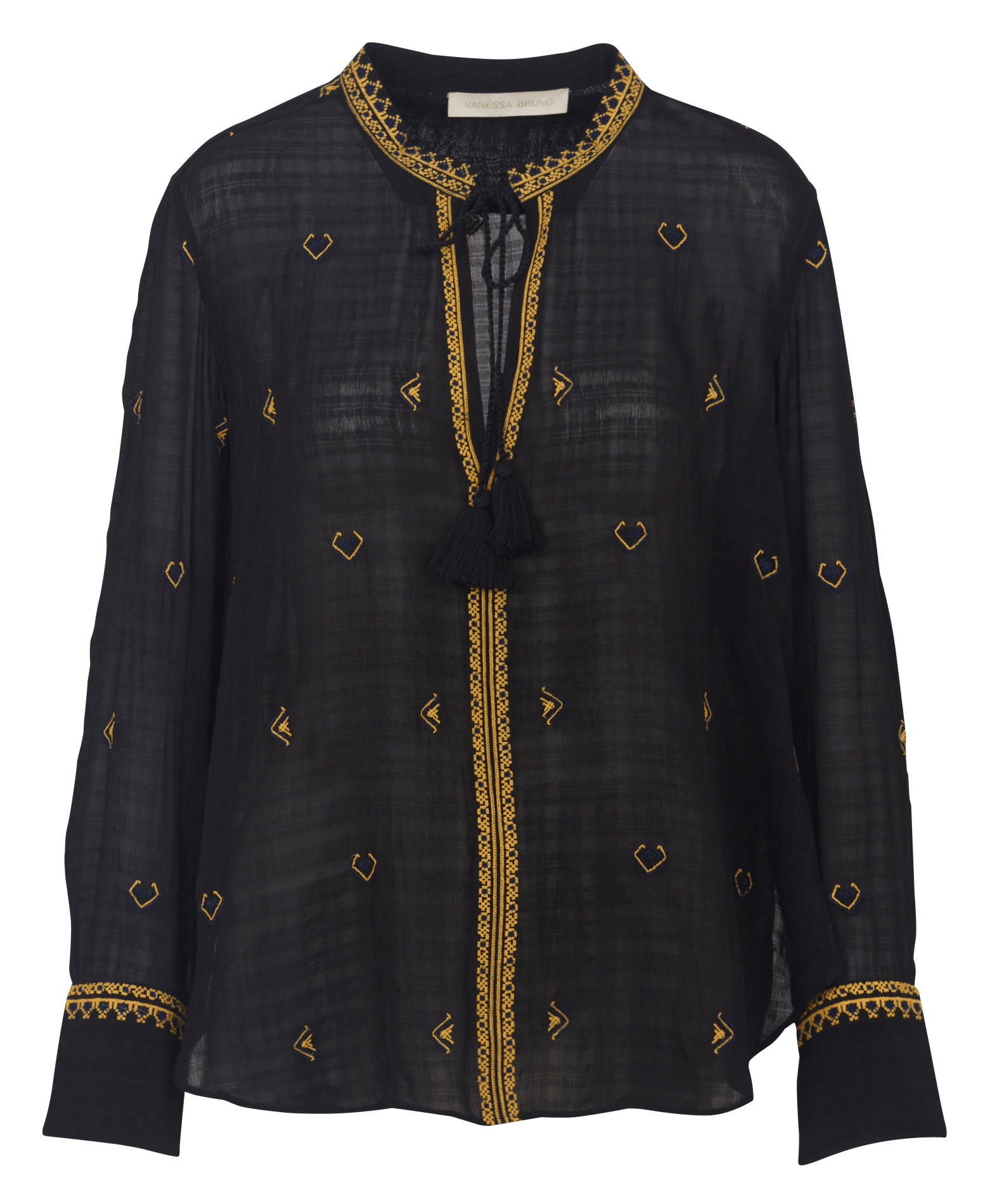 Rechte blouse met zachte borduursels. VANESSA BRUNO Zwart