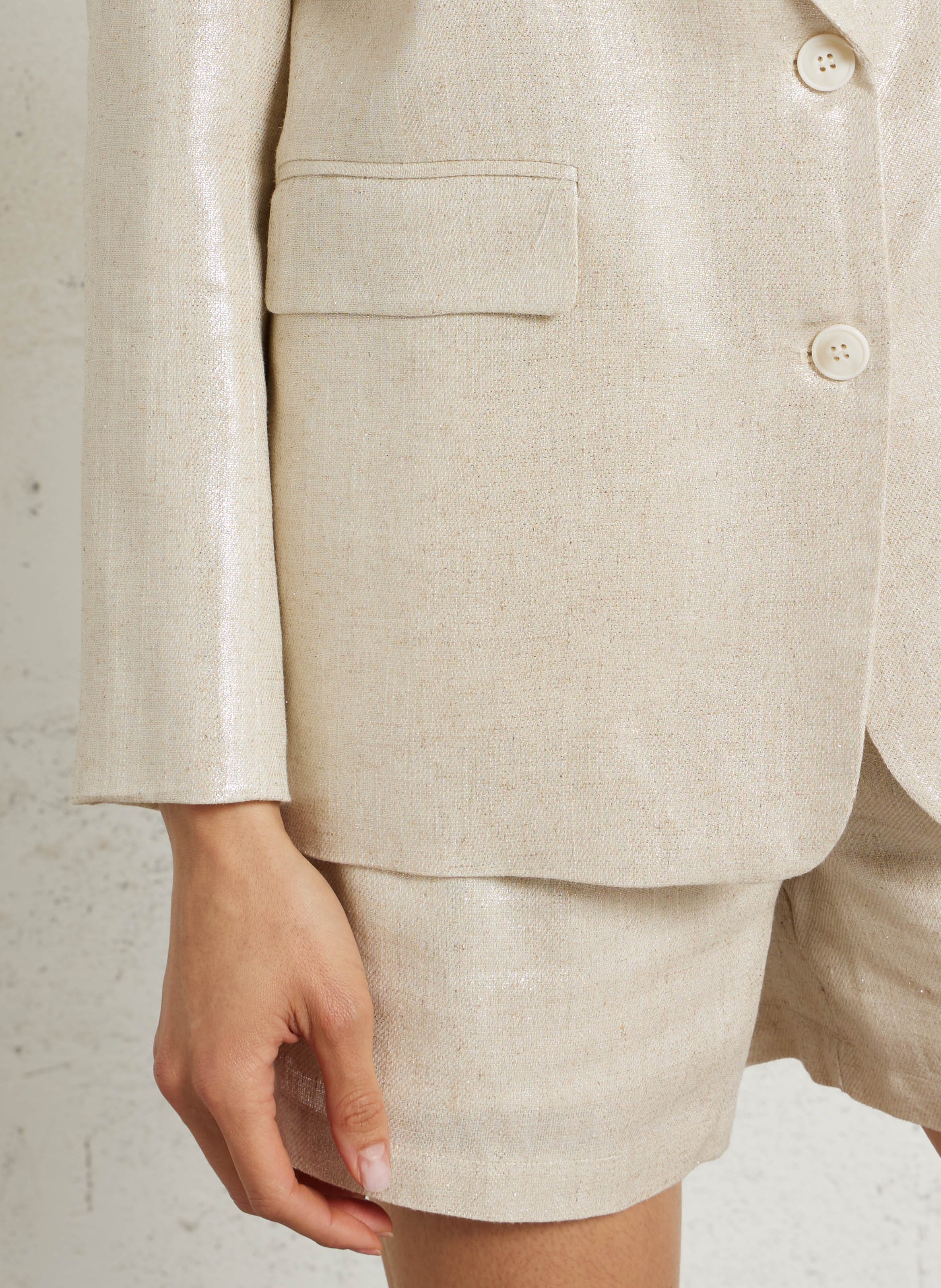 Veste droite col tailleur métallisée SEE U SOON Beige