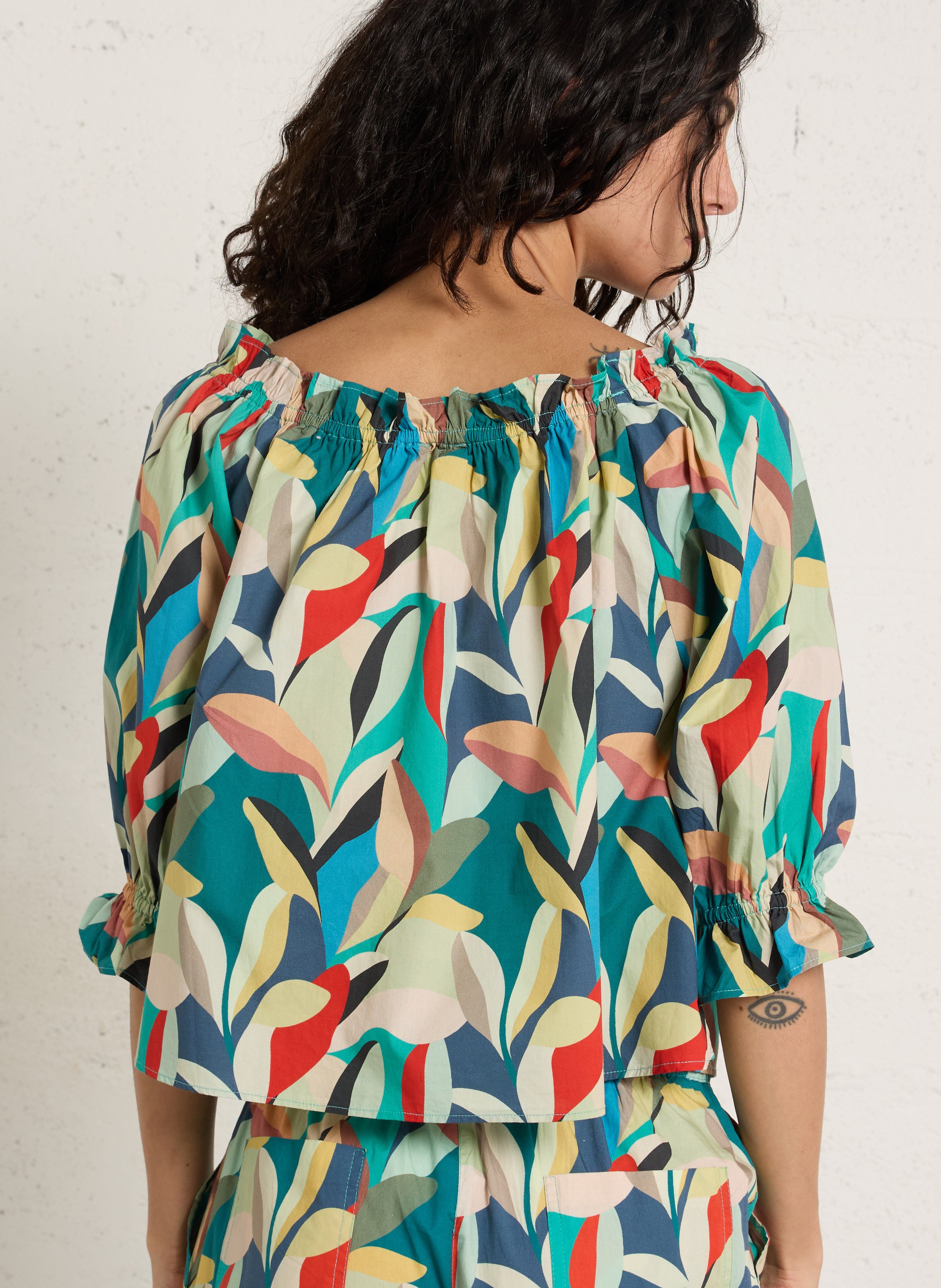 Katoenen top met bardothals PETITE MENDIGOTE Veelkleurig