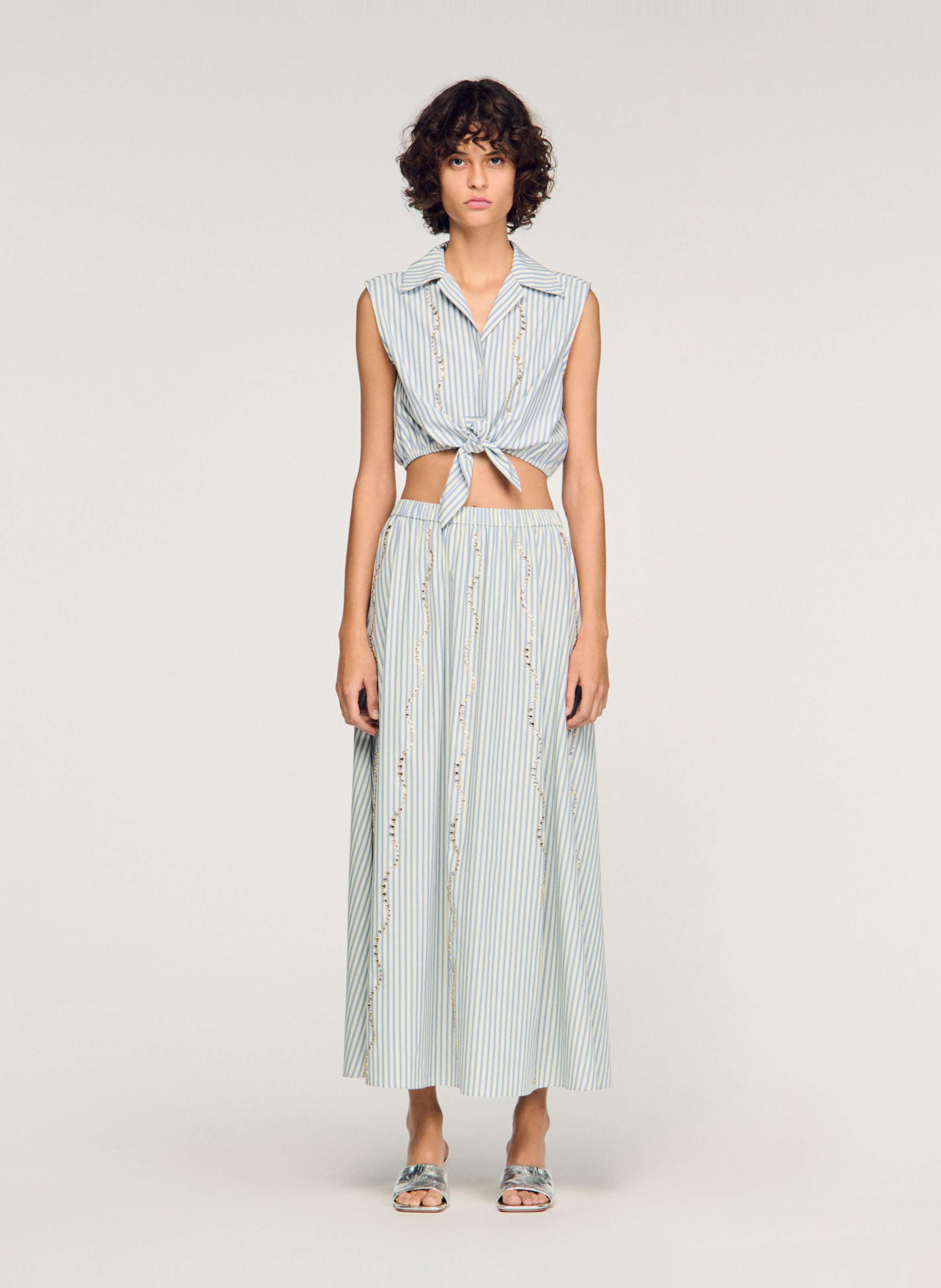 Rechte blouse met klassieke streepkraag SANDRO Blauw