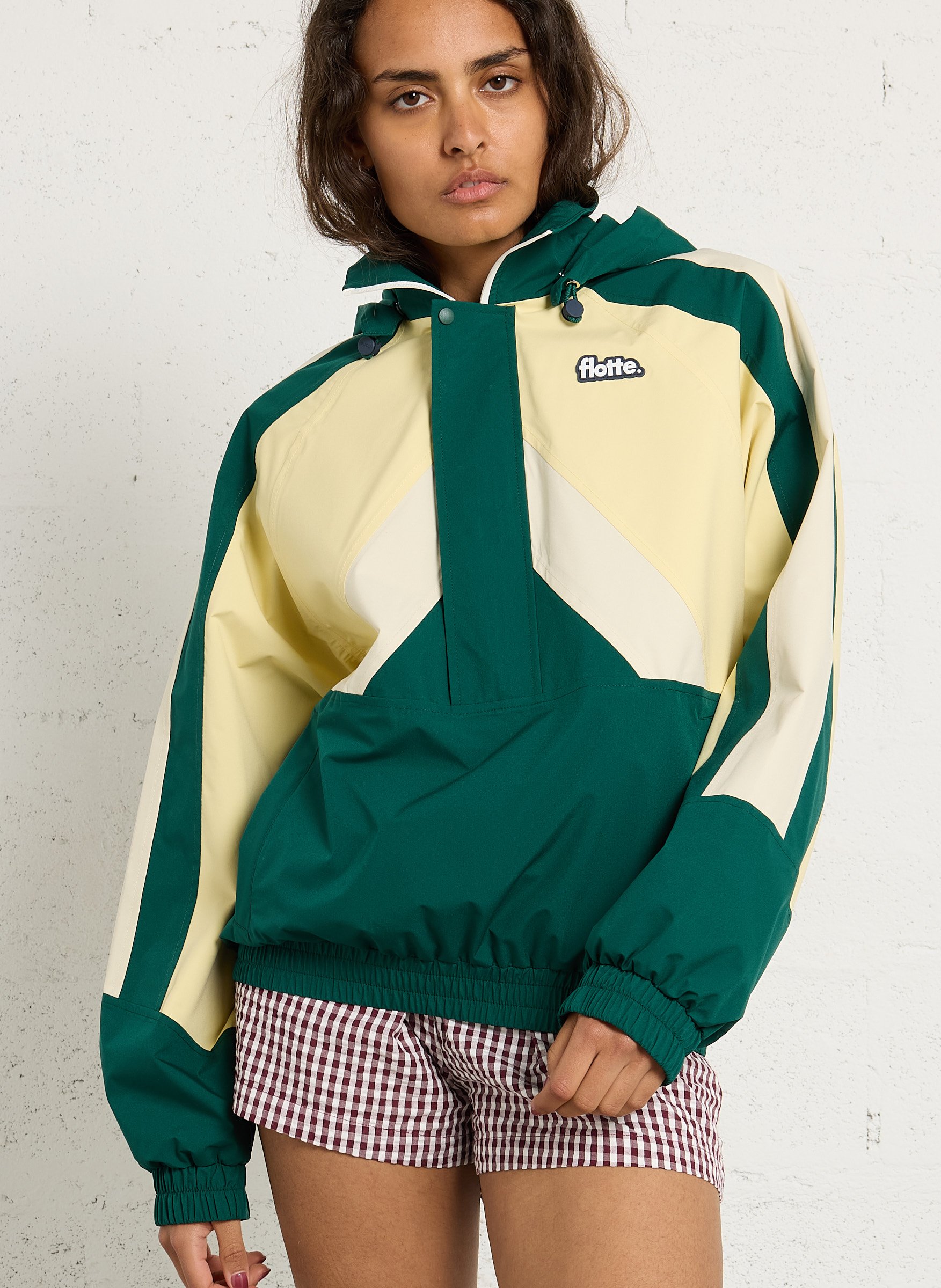 High-neck rainproof jacket FLOTTE Green