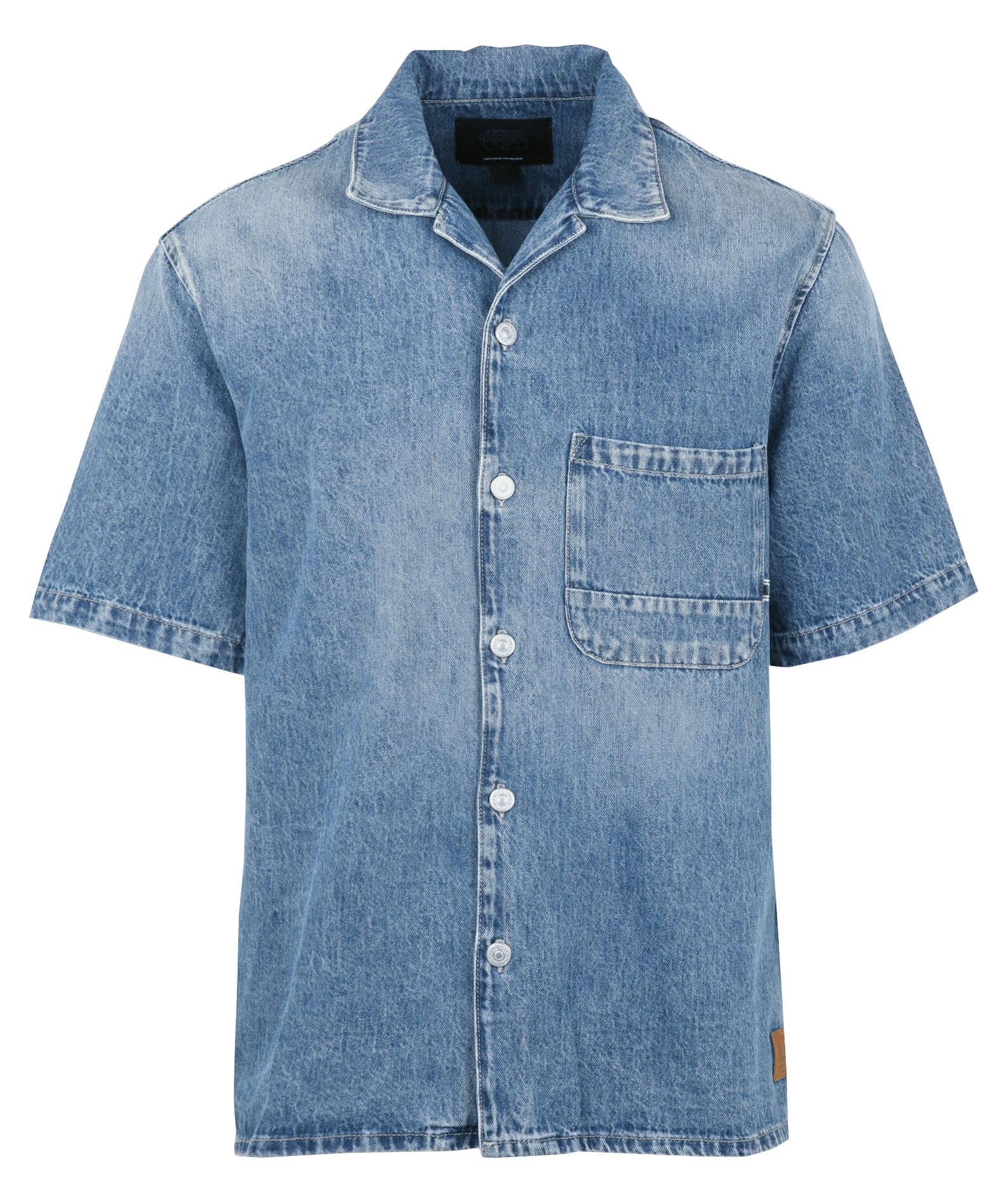 Fitted denim shirt in cotton LE TEMPS DES CERISES Blue