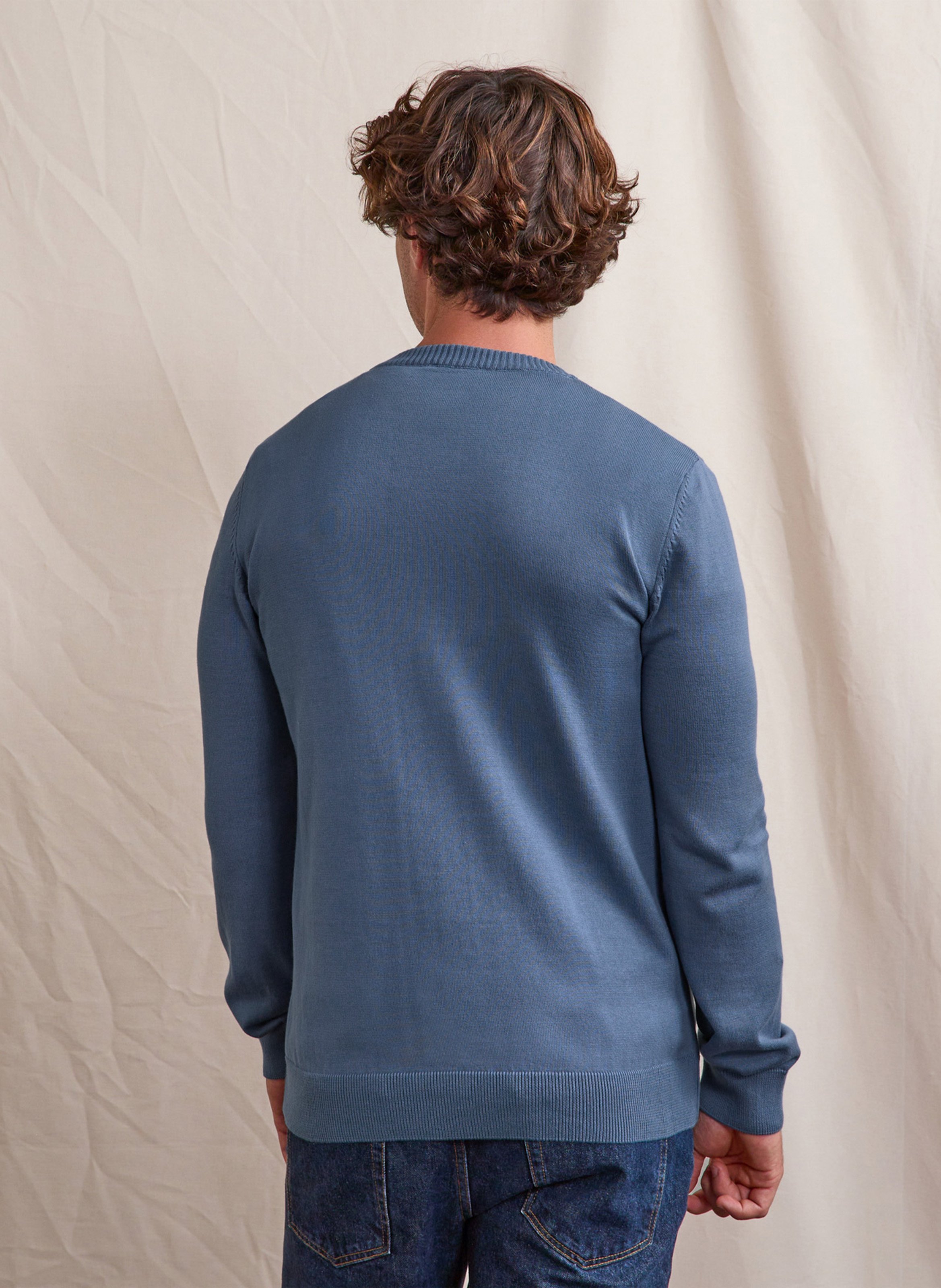 Straight-fit, katoenen trui met ronde hals FAGUO Blauw