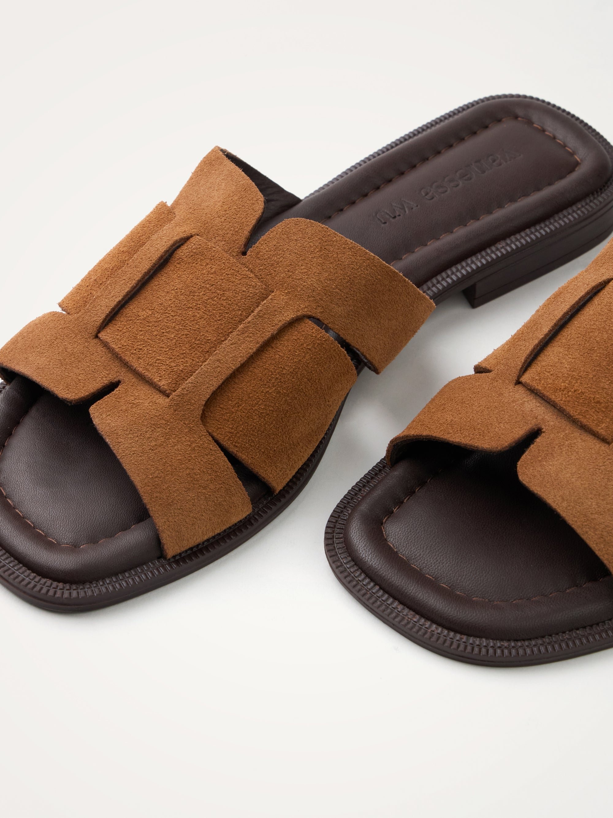 Suede mules with wide crisscross straps VANESSA WU No Color